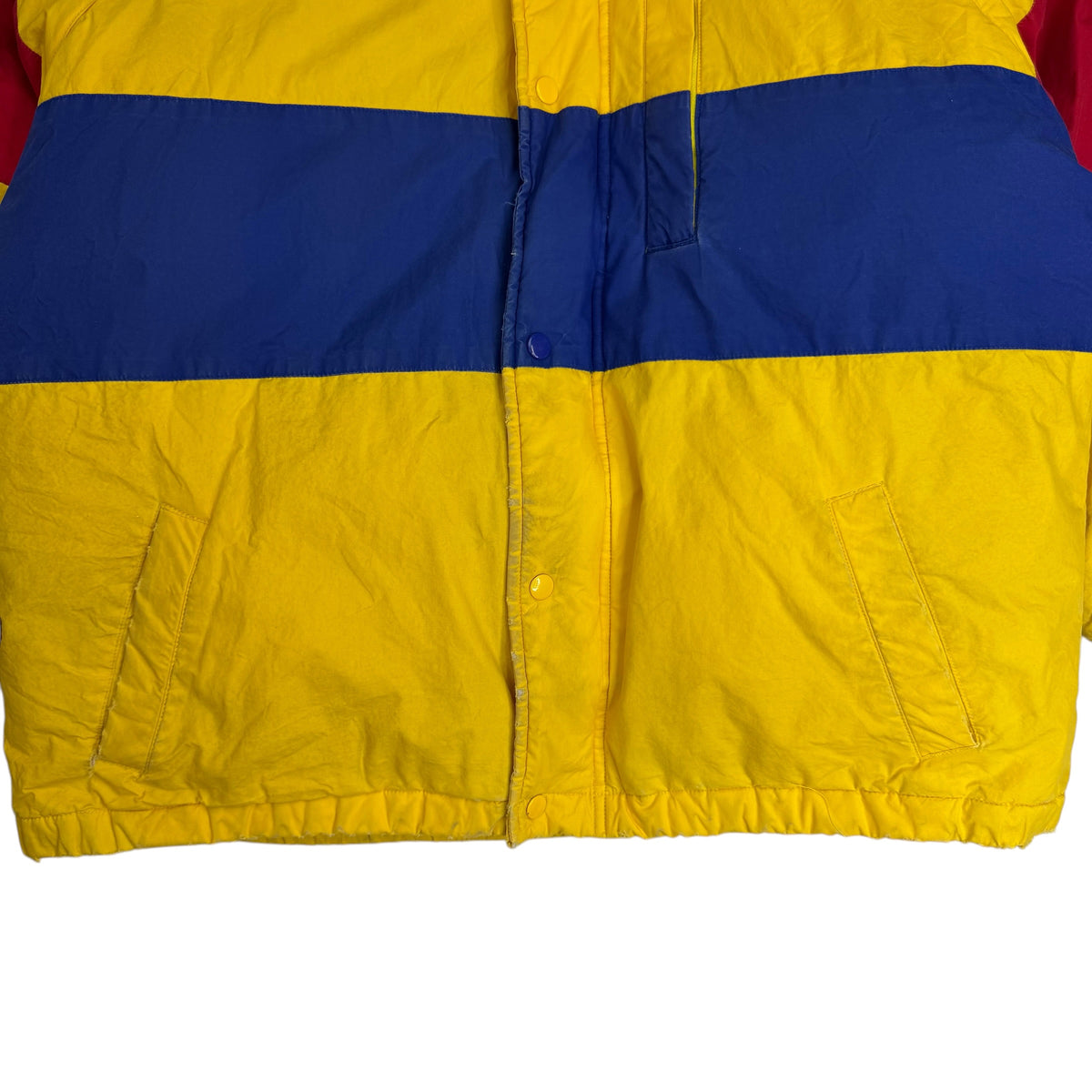 Vintage Polo Ralph Lauren Uni Crest Youth Colorblock Puffer Jacket Yellow
