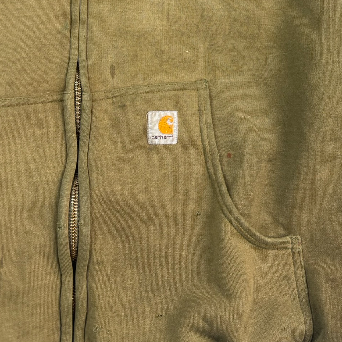 Vintage Carhartt Thermal Lined Zip Up Hoodie Olive Green