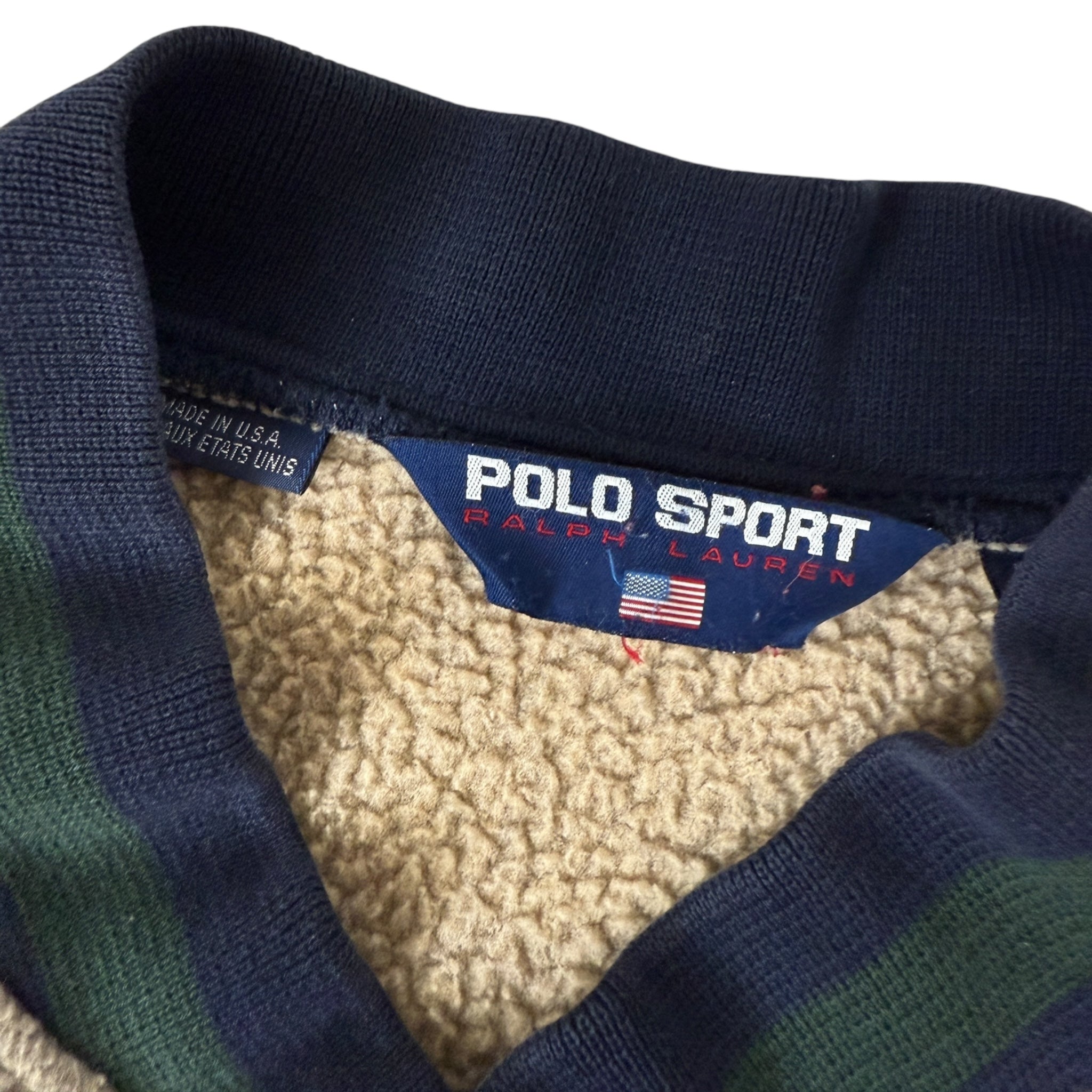 Vintage Polo Sport Fleece Bomber Jacket Beige
