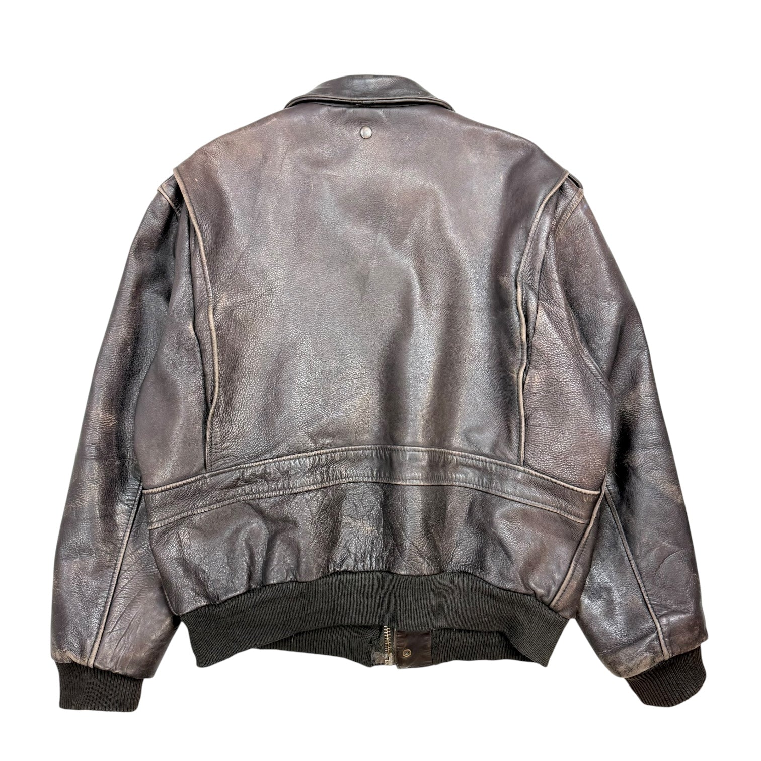 Vintage Leather Bomber Jacket Brown