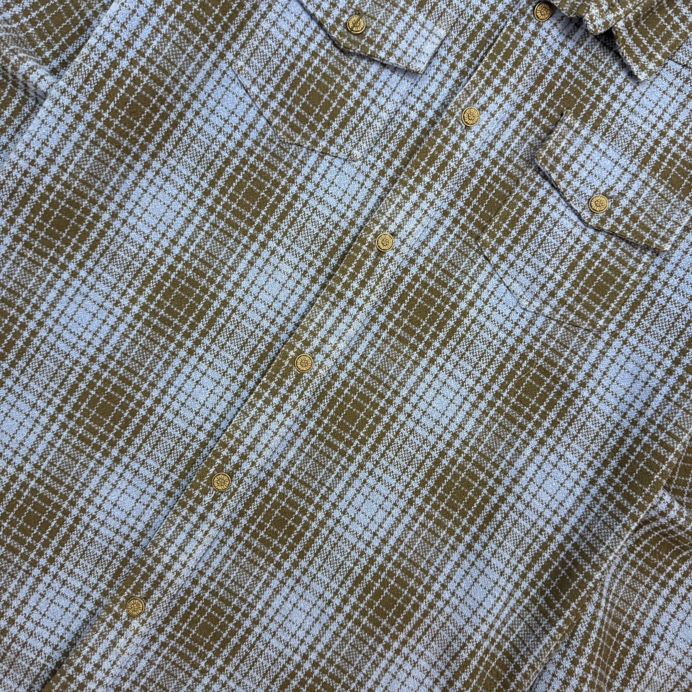 Off-White Tartan Wool Flannel Button Up Blue/Black