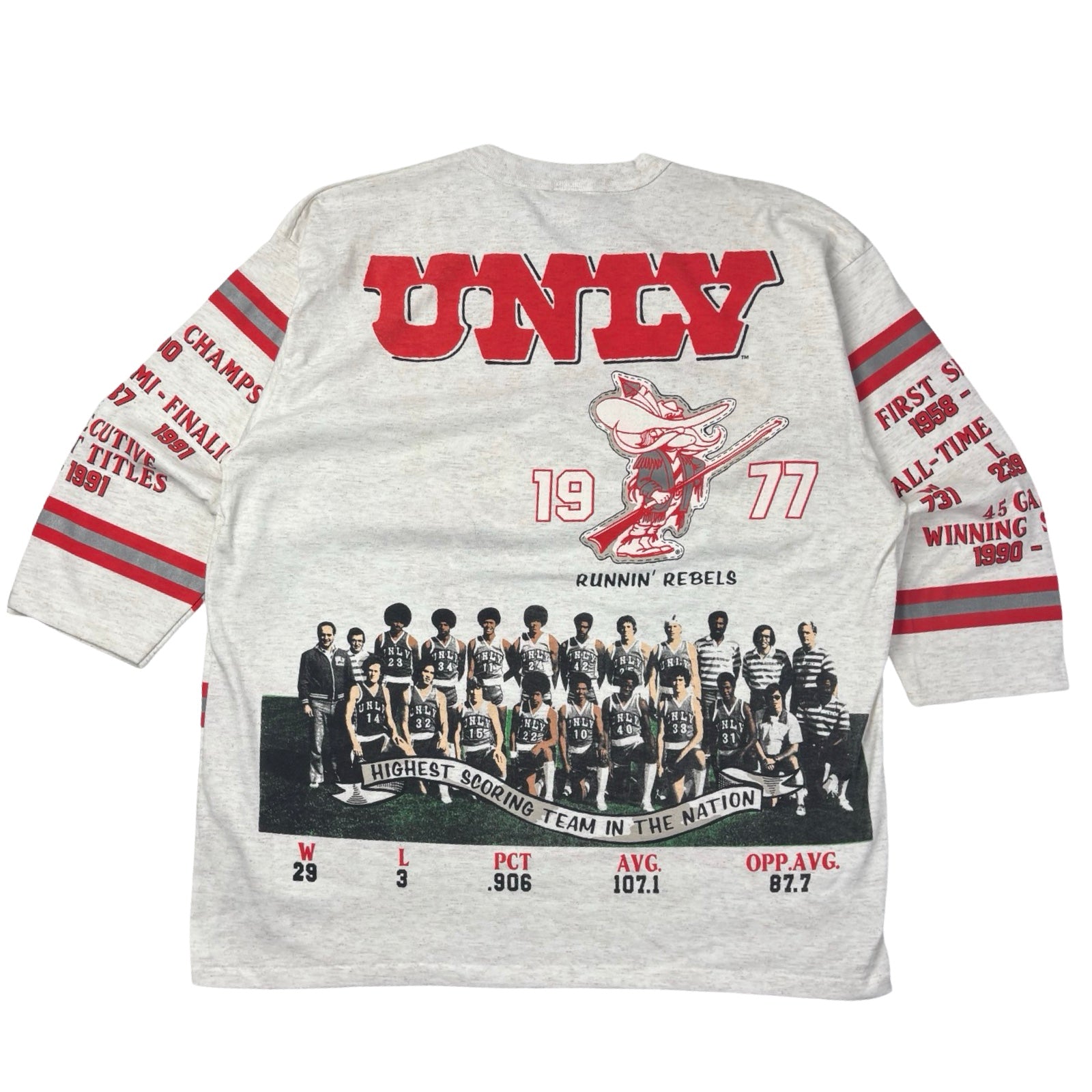Vintage UNLV Runnin’ Rebels 3/4 Sleeve T-Shirt Grey