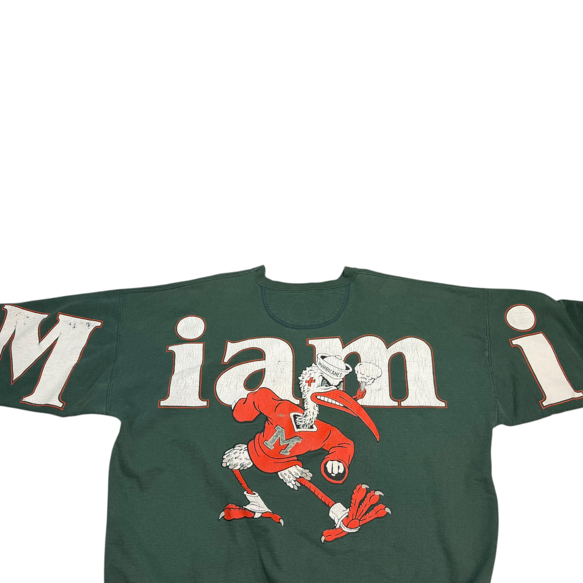 Vintage Miami Hurricanes Spellout Crewneck Green