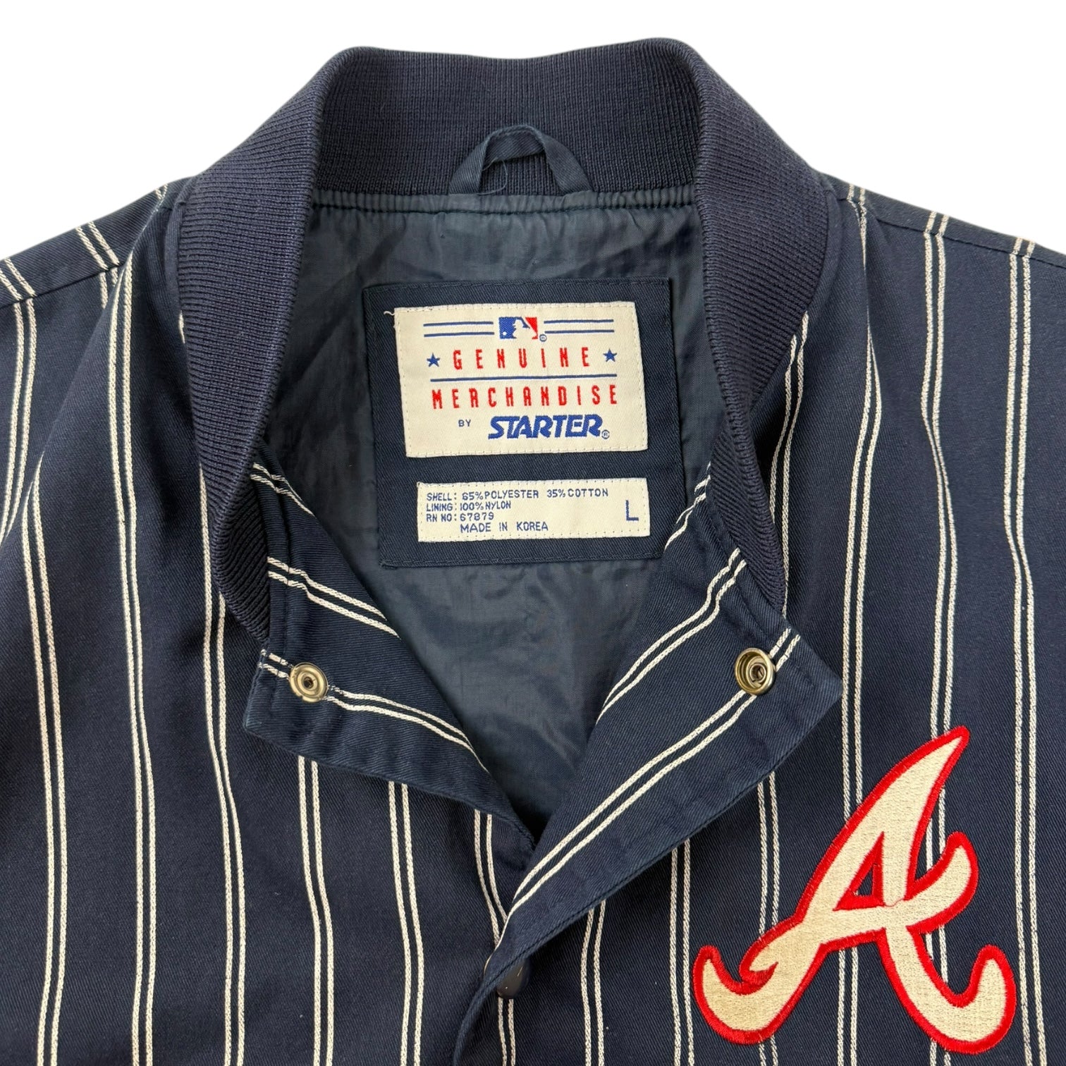 Vintage Atlanta Braves Starter Pinstripe Jacket Navy/Red