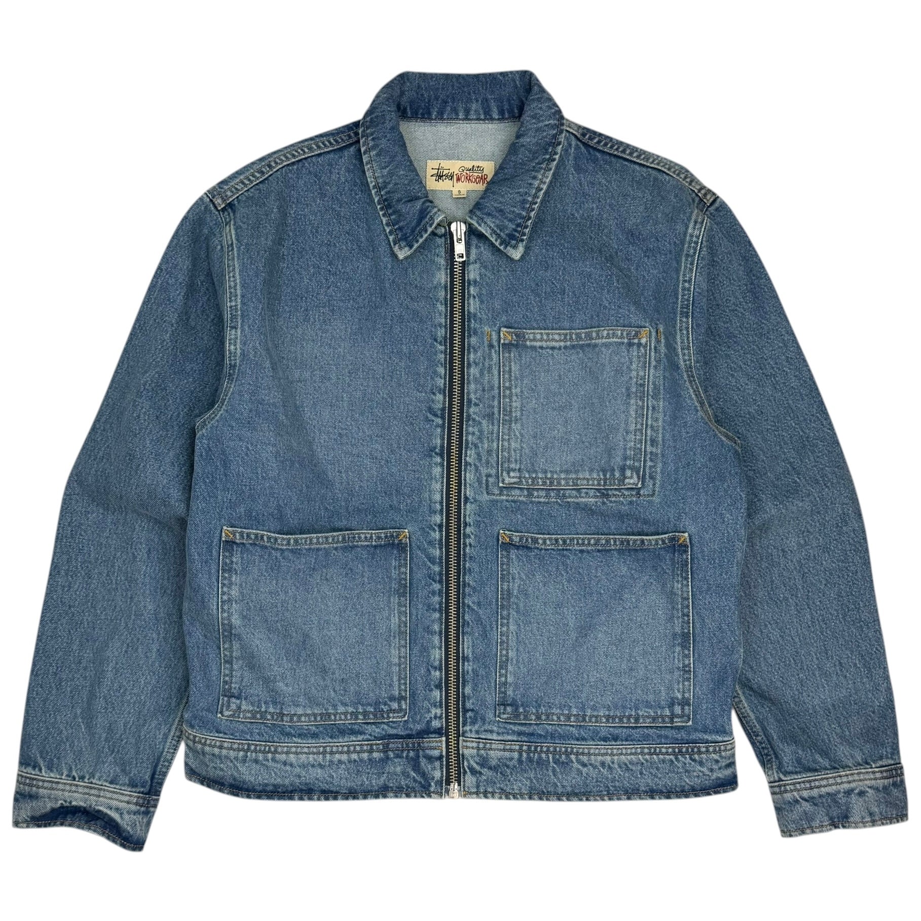 Stussy Denim Zip Work Jacket Washed Blue
