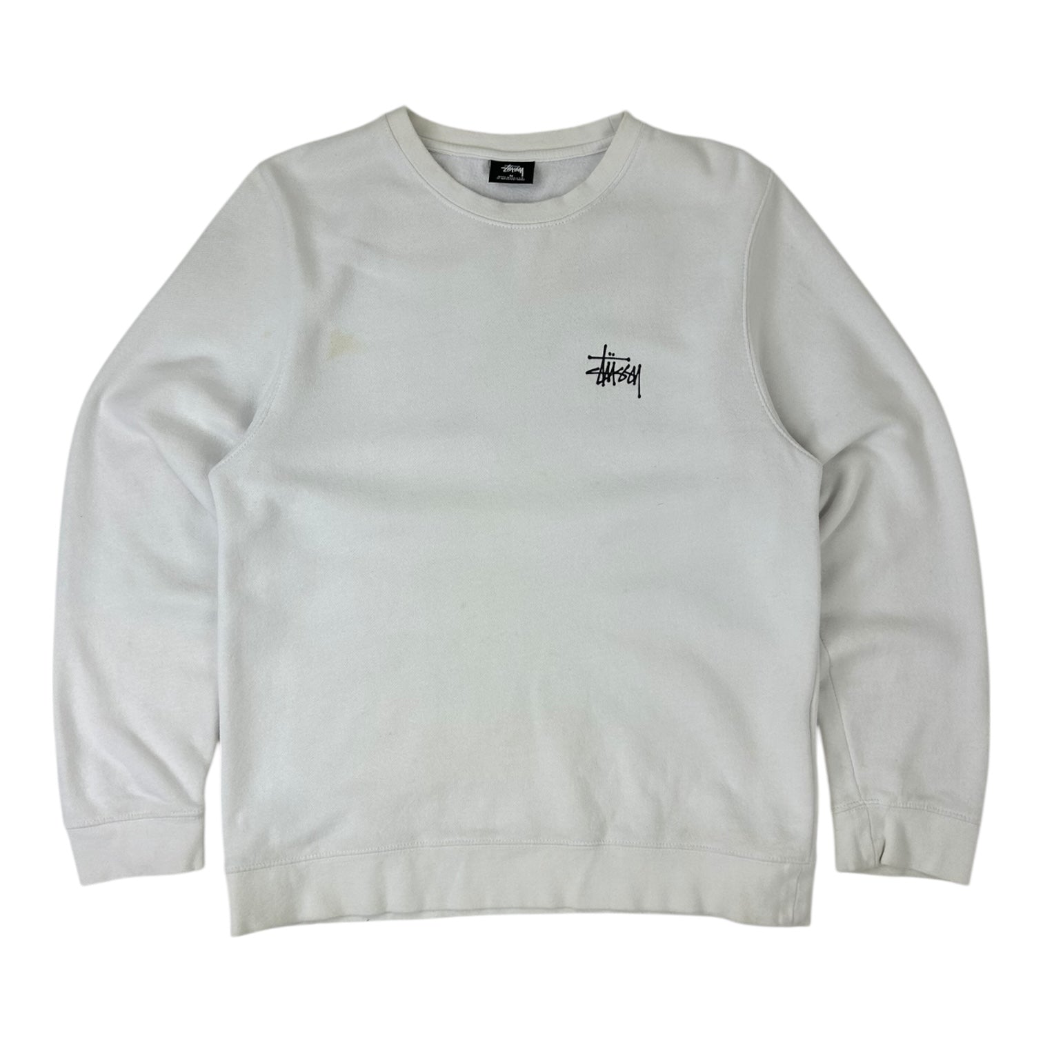 Stussy Basic Stock Logo Crewneck White