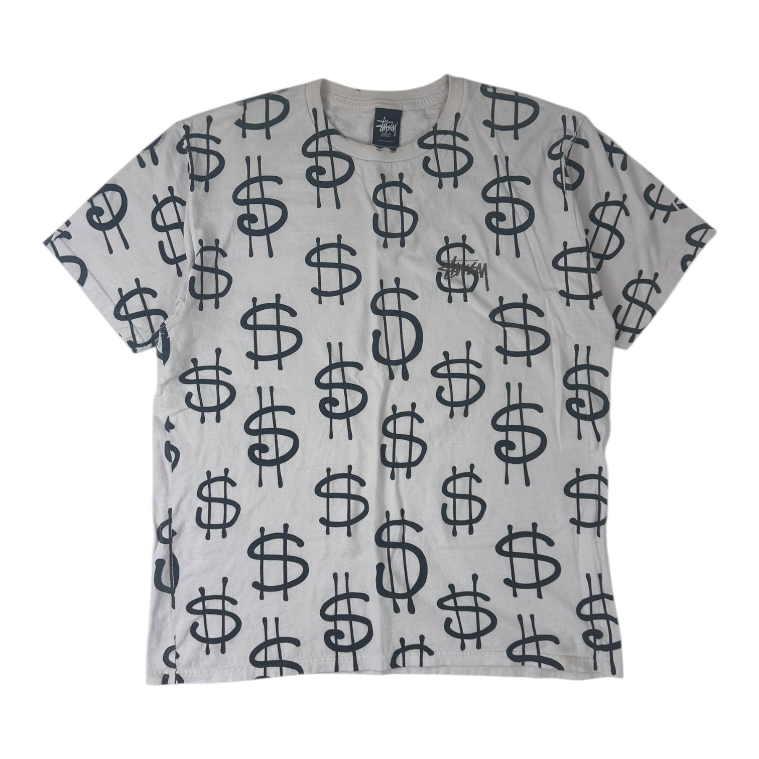 Vintage Stussy Dollar Sign All Over Print White