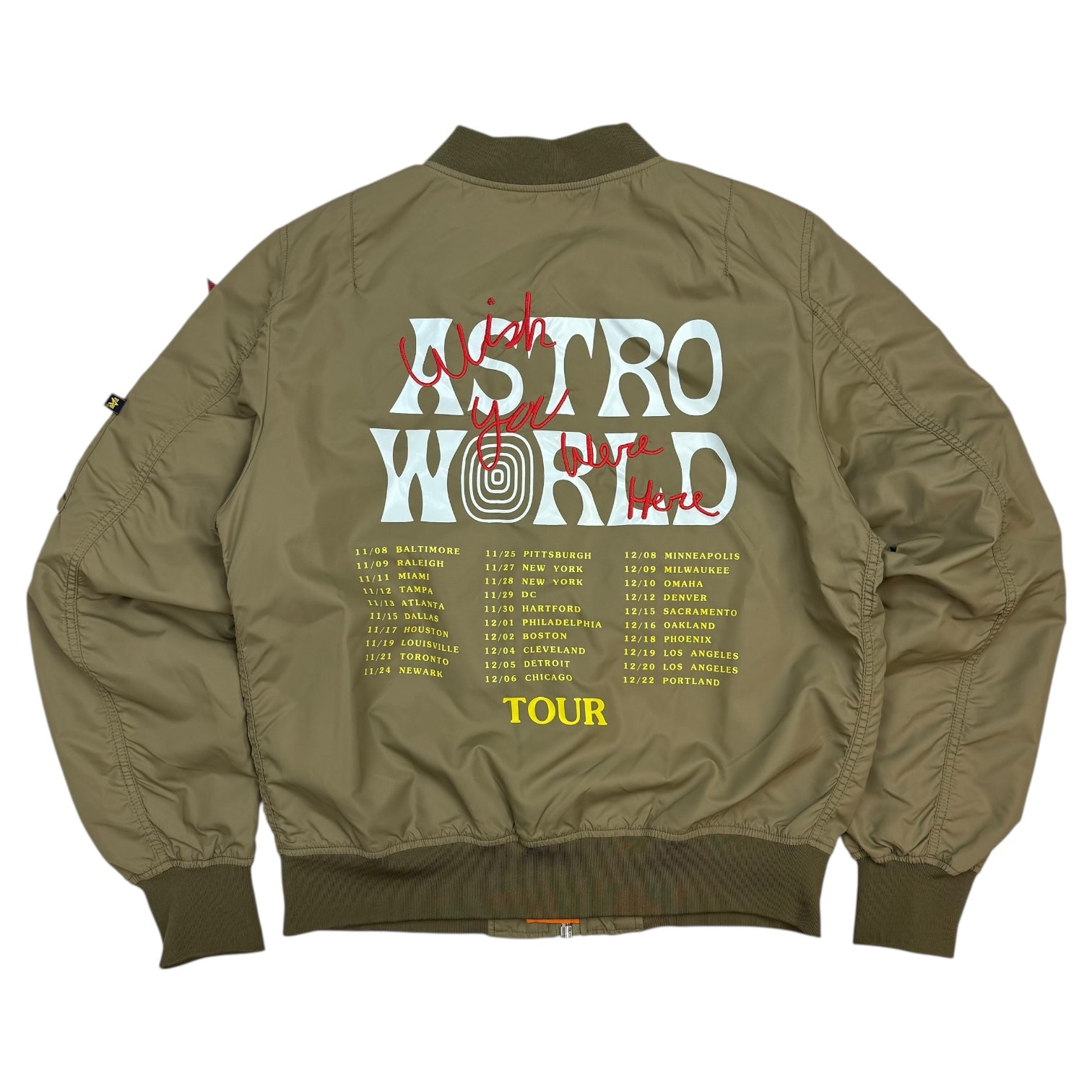 Travis Scott Sicko Mode Astroworld Alpha Industries Bomber Jacket Green