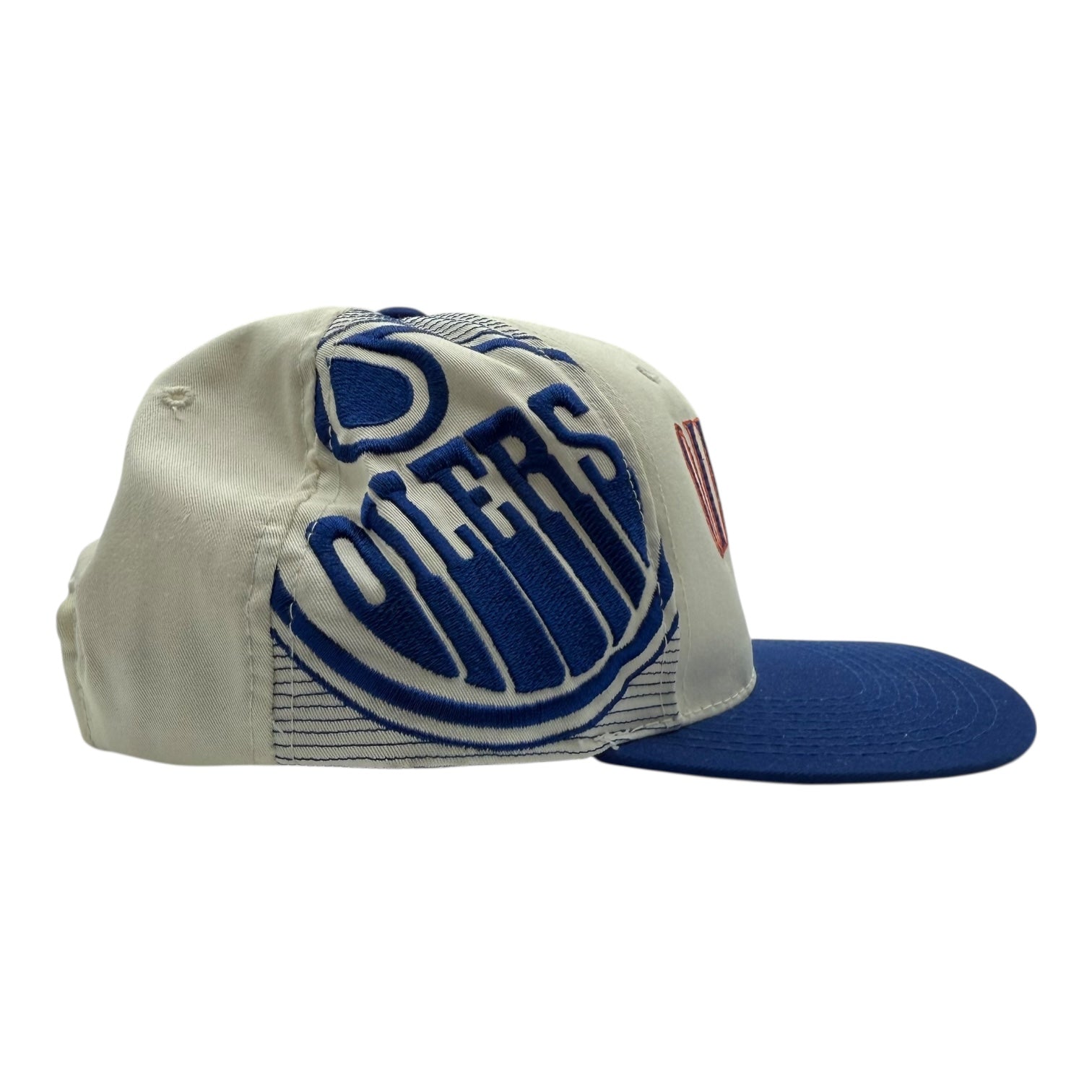 Vintage Sports Specialties Edmonton Oilers Laser Stitch Snapback Hat White/Blue