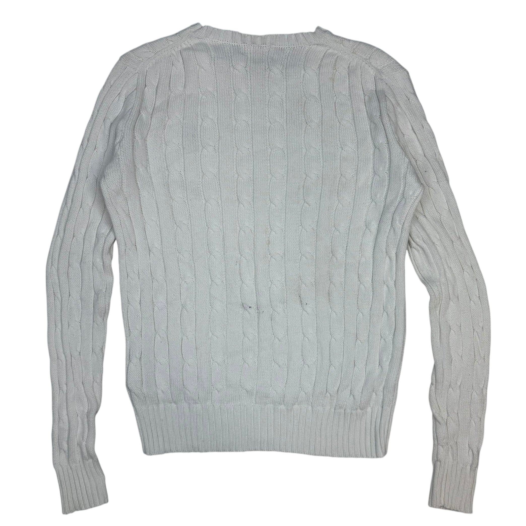 (W) Vintage Polo Ralph Lauren Cable Knit Sweater White