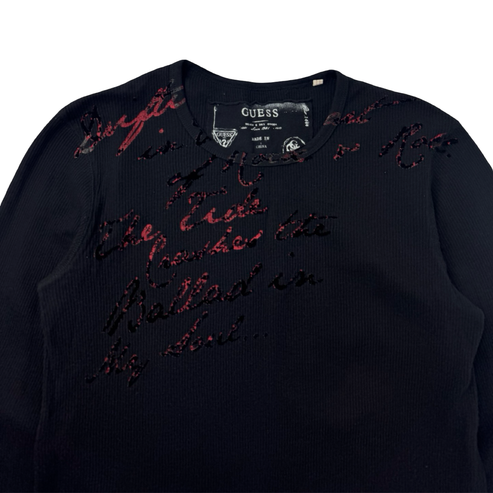 Y2K Guess Gothic Angel Wings Thermal Knit Longsleeve