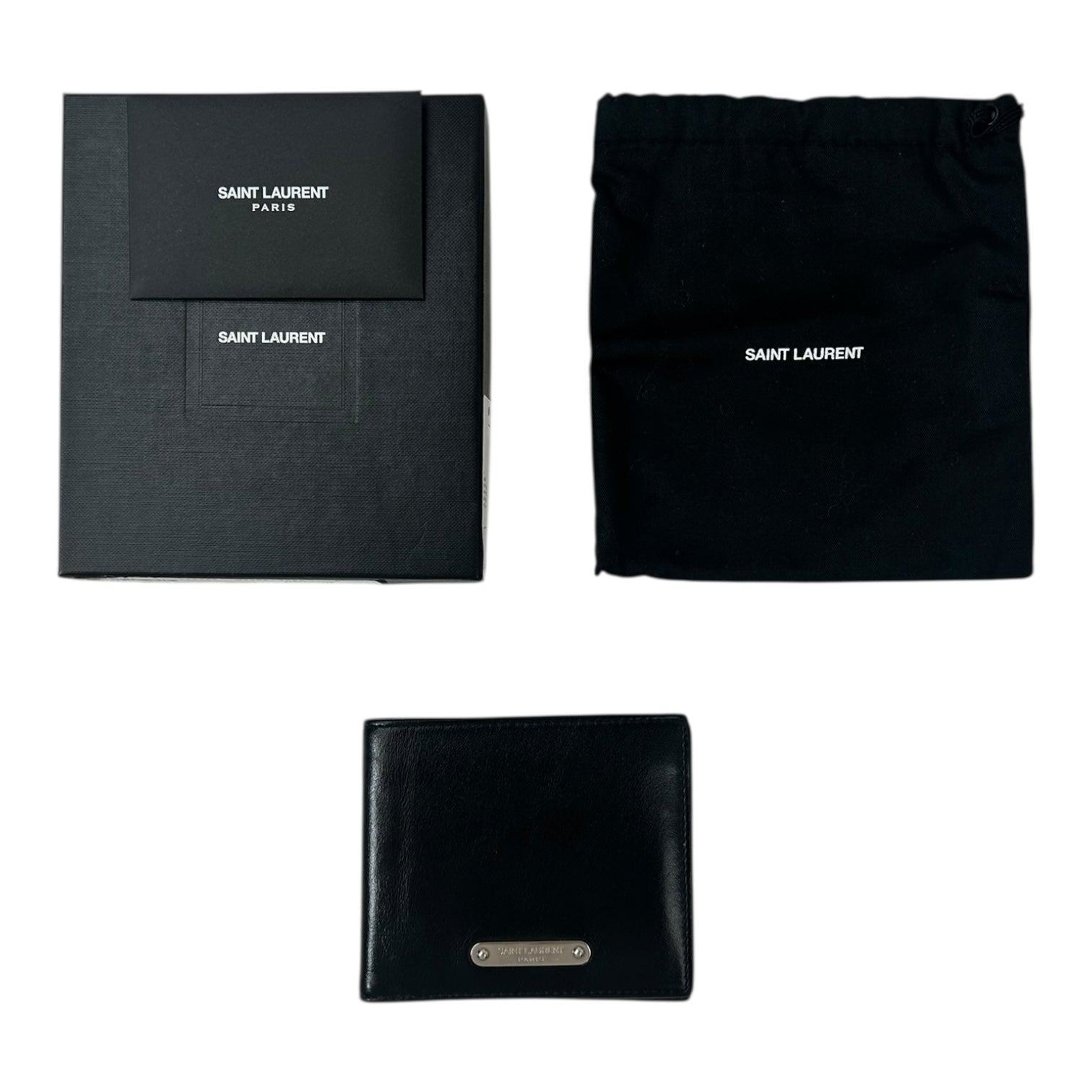Saint Laurent Cassandre Bi-Fold Leather Wallet Black