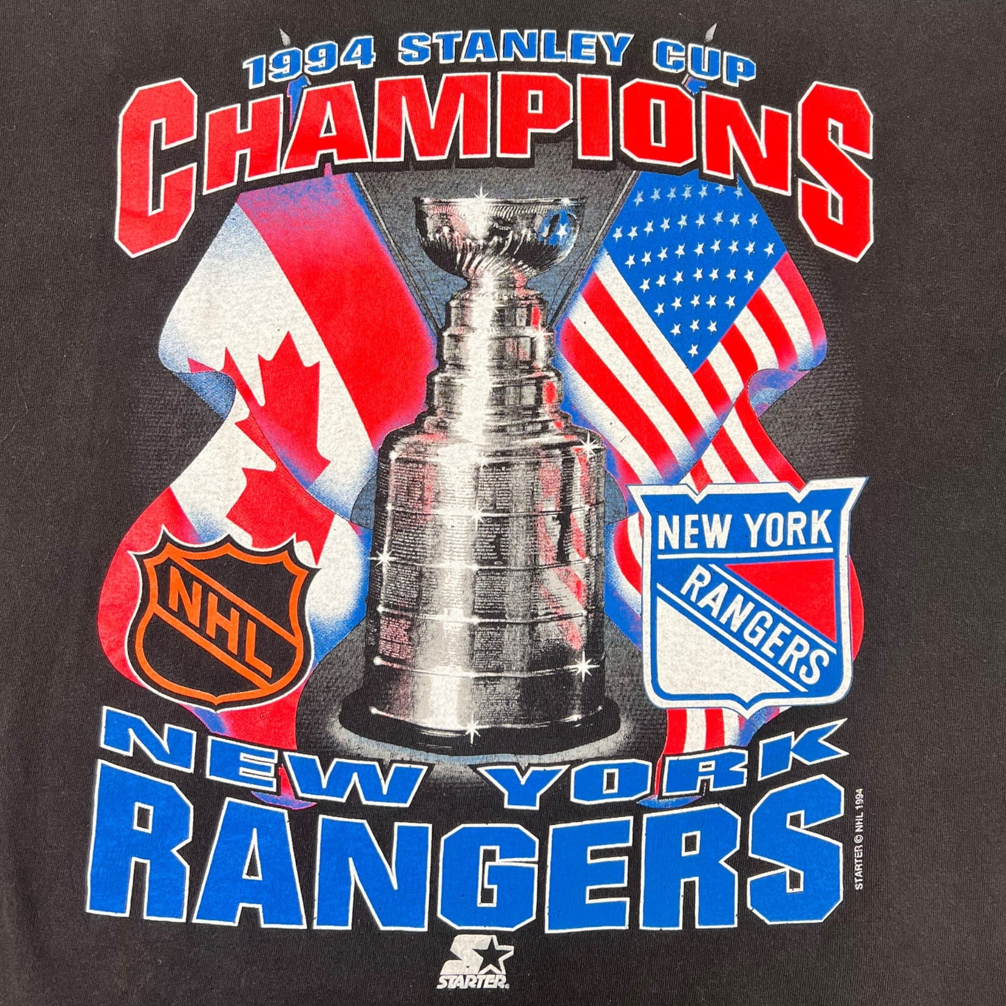 Vintage 1994 Starter New York Rangers Stanley Cup Champions T-Shirt Black