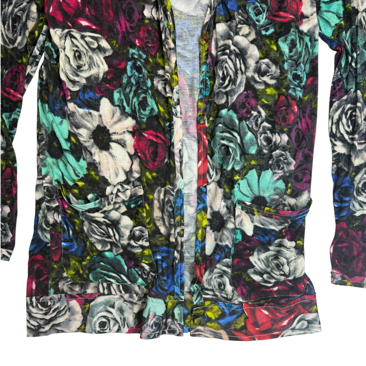 (W) Vintage Lanvin Floral Open Front Cardigan Multicolor