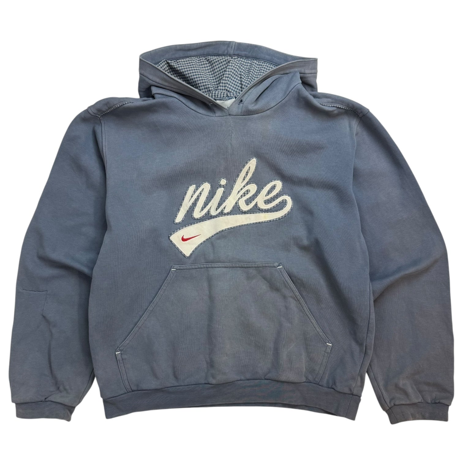 Vintage Nike Checkerboard Lined Hoodie Blue