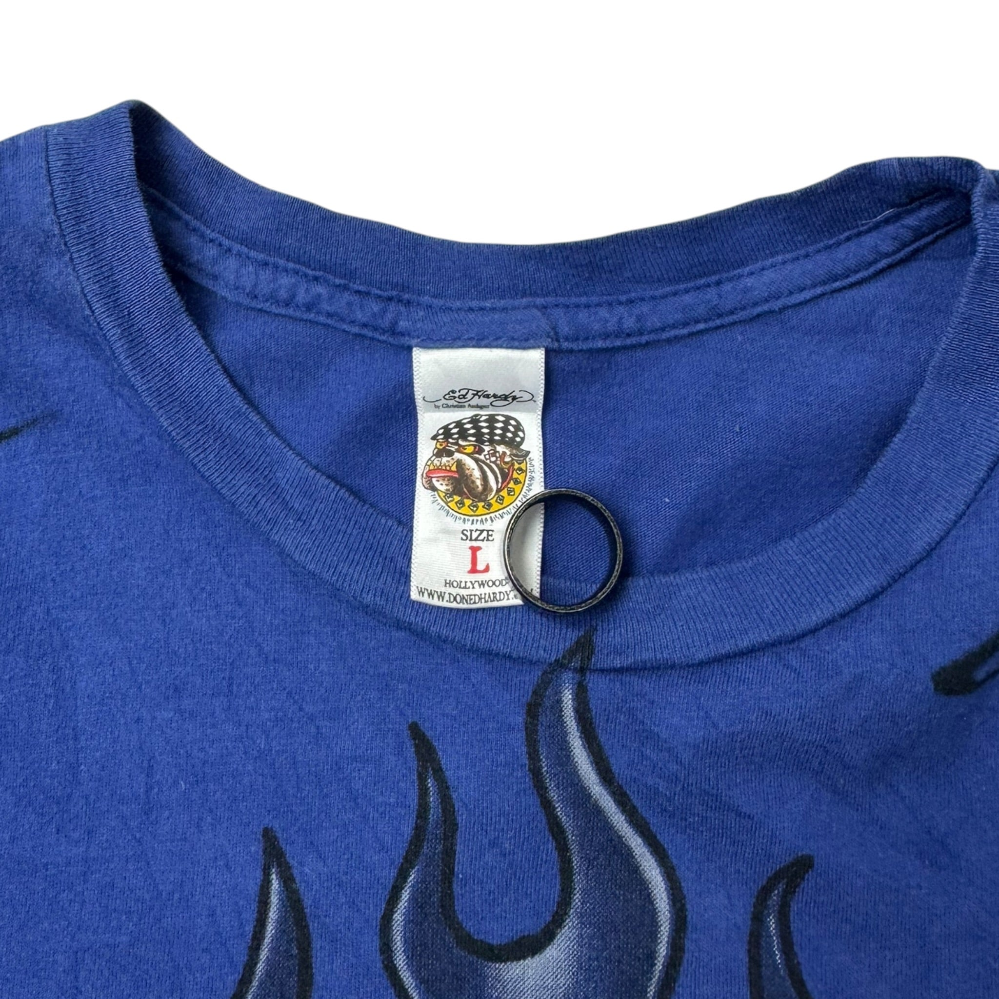 Vintage Ed Hardy Cyber Skulls T-Shirt Blue