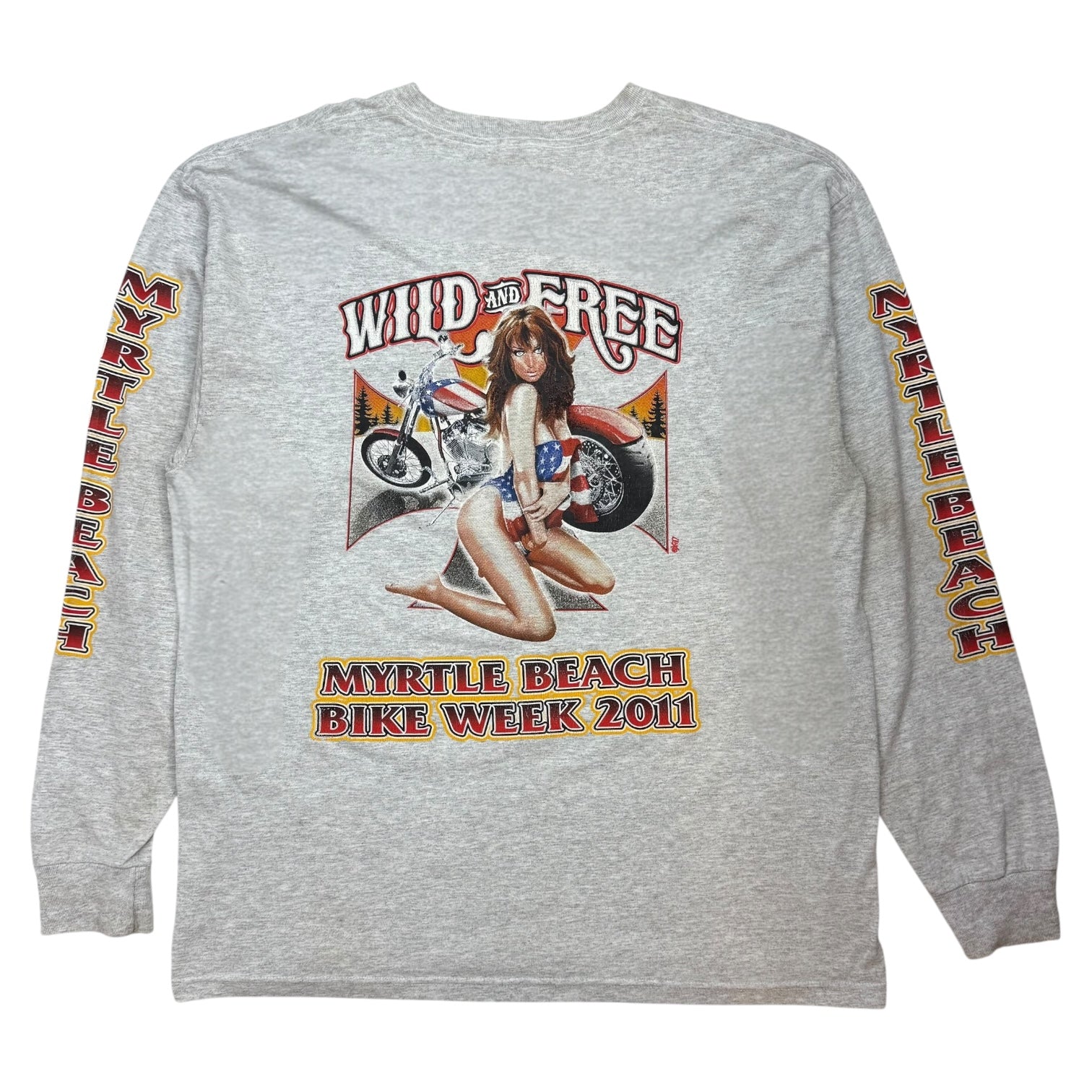 Vintage Myrtle Beach Bike Week L/S Tee Grey