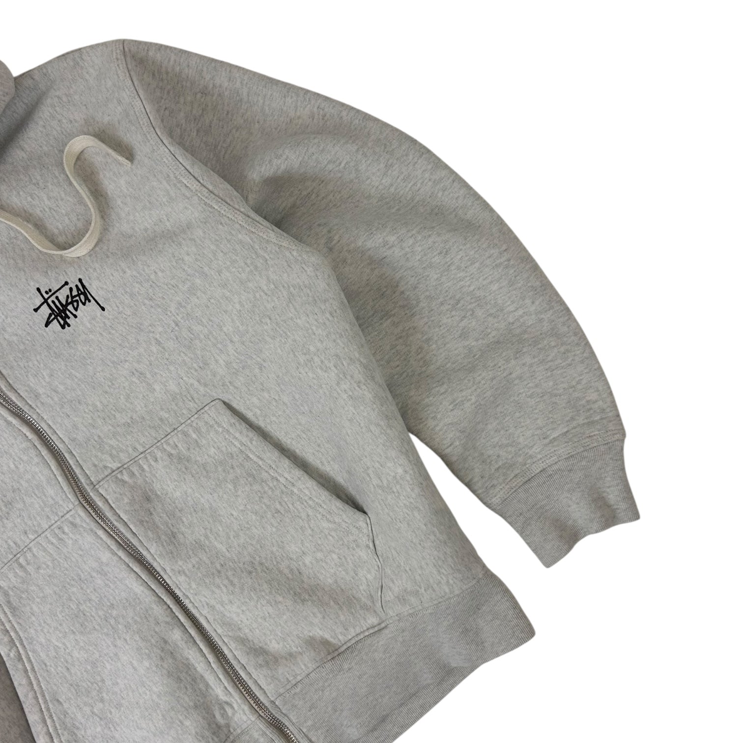 Stussy Basic Logo Zip Up Hoodie Grey
