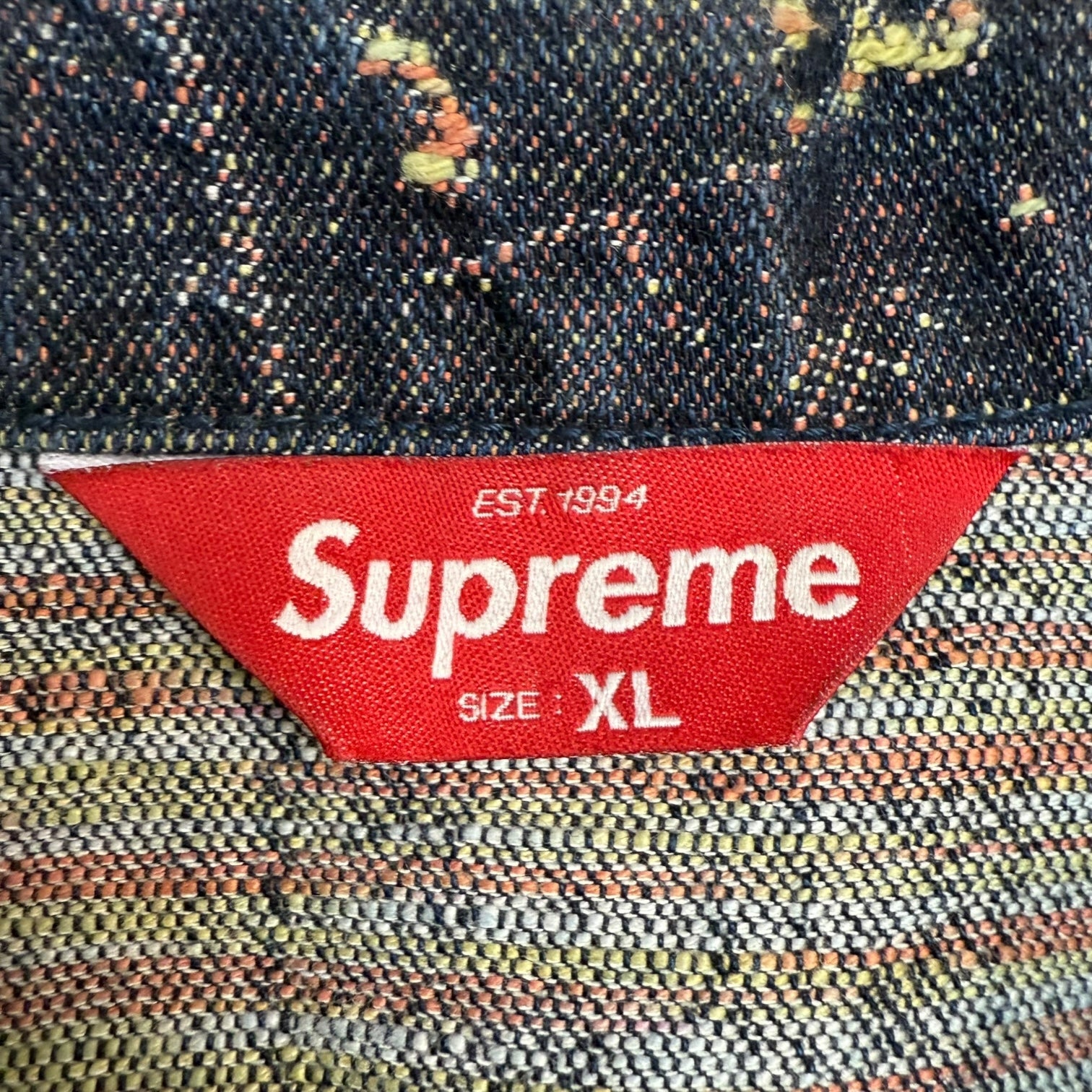 Supreme Archive Denim Jacquard Trucker Jacket Dark Wash
