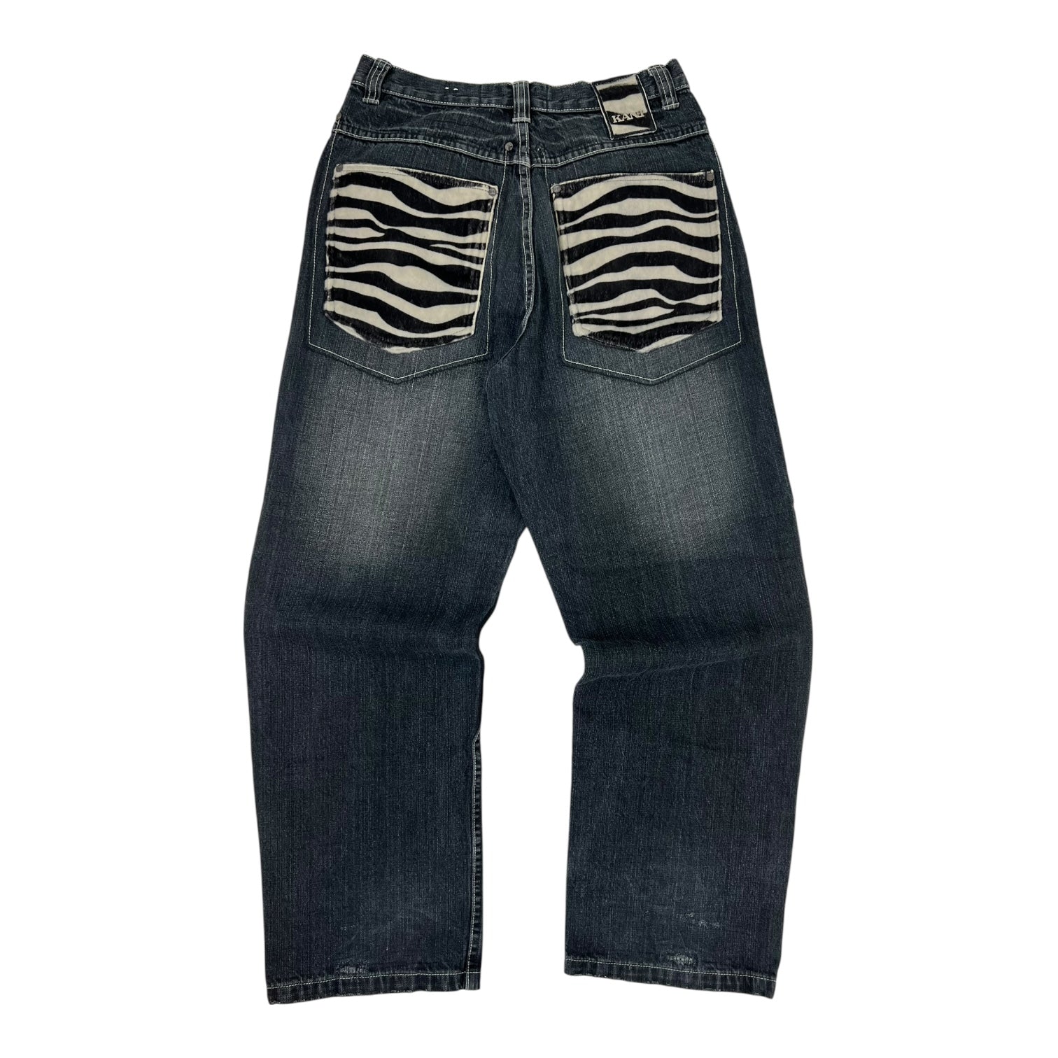 Vintage Y2K Kani Zebra Pocket Baggy Denim Pant Dark Wash