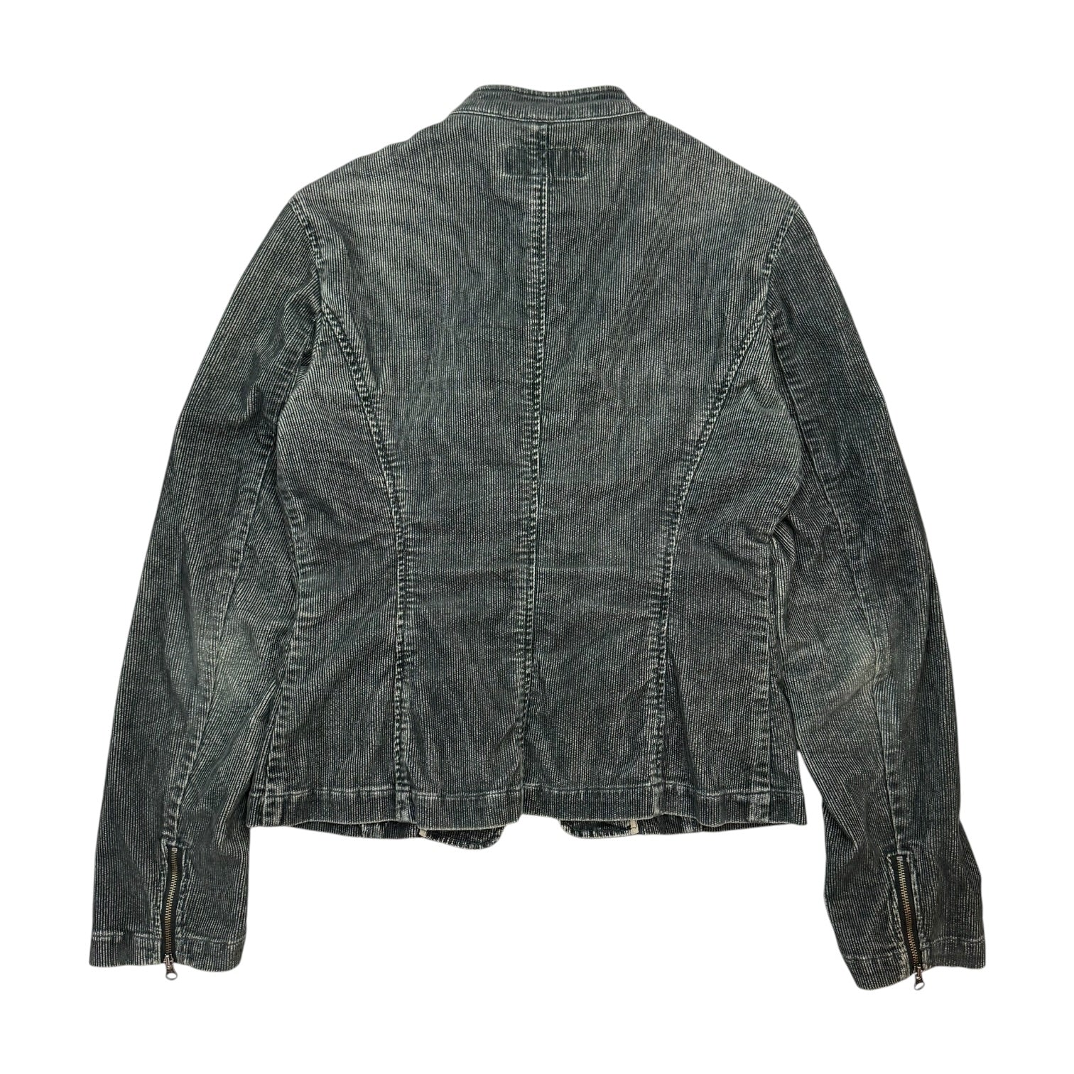 (W) Vintage FCUK Jeans Moto Corduroy Jacket Dark Green