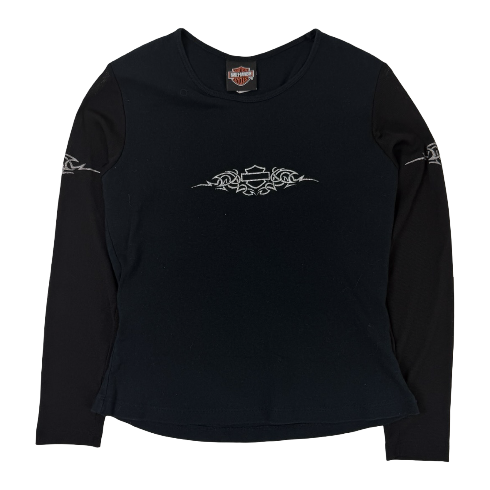 (W) Vintage Harley Davidson Tribal Long Sleeve Shirt Black