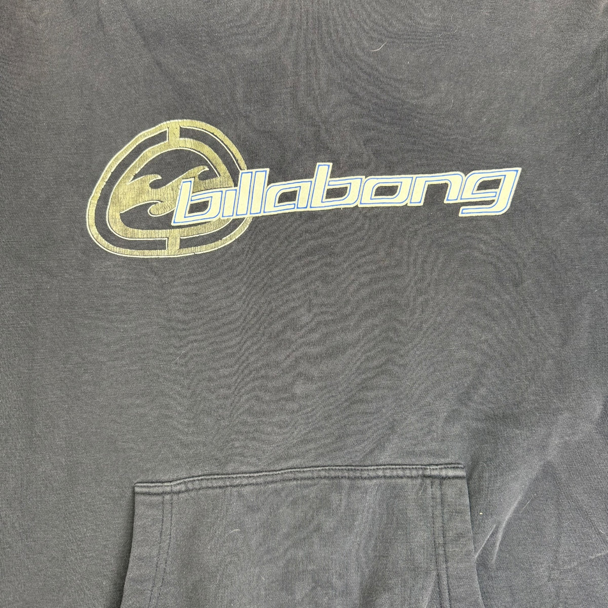 Vintage Billabong Spell Out Sleeve Hoodie Navy Blue