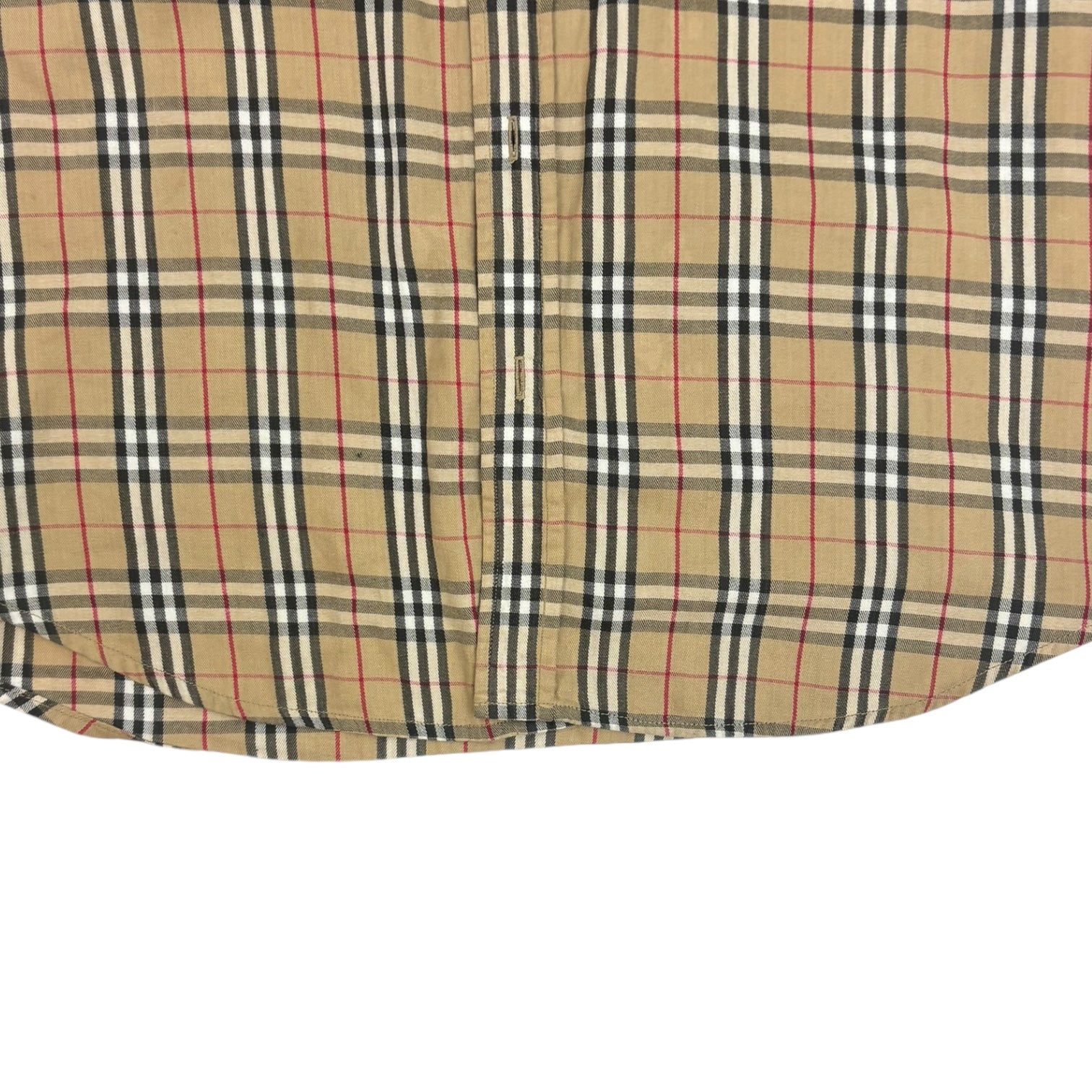 Burberry Plaid Button-Up T-Shirt Beige