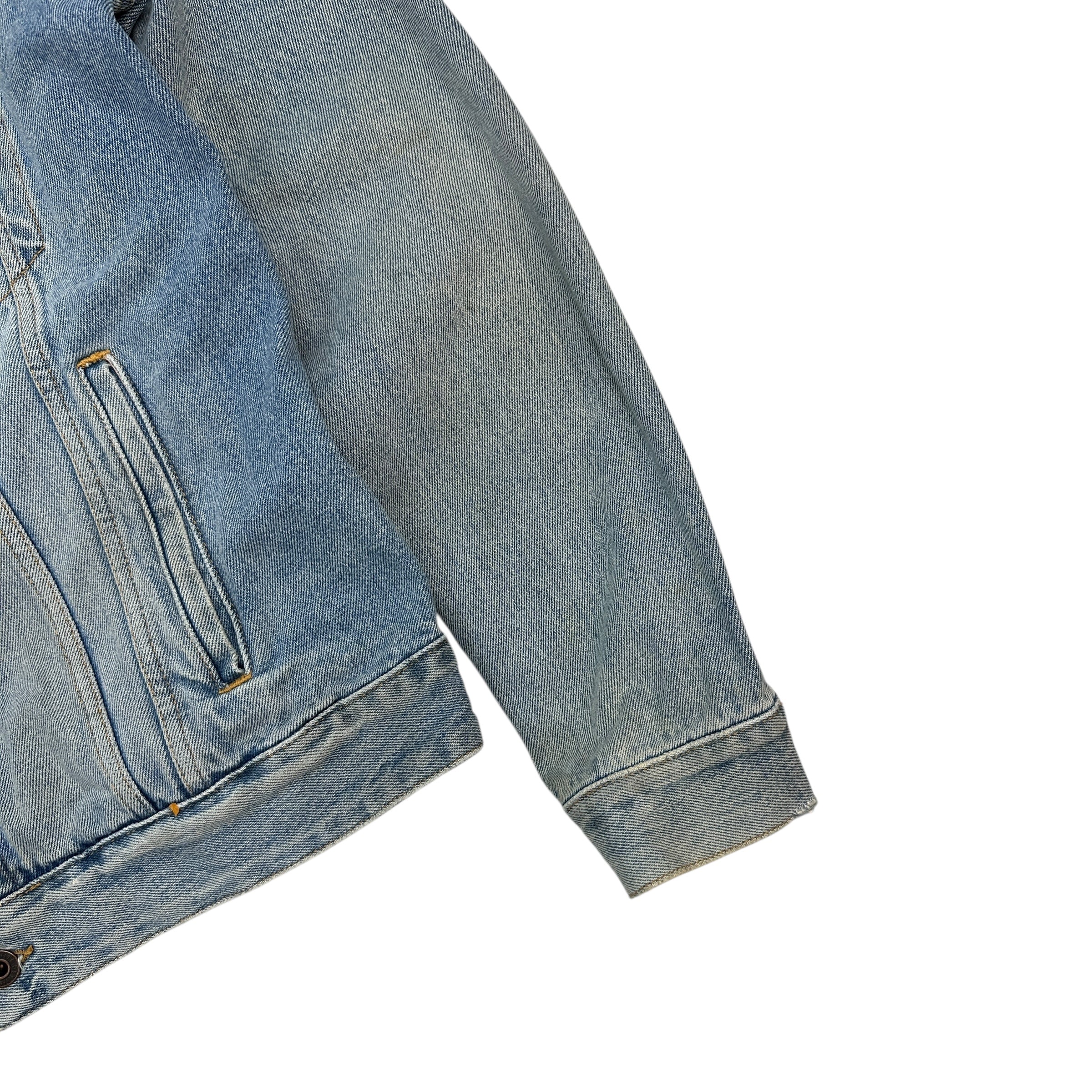 Off-White Vintage Printed Gradient Distress Denim Jacket