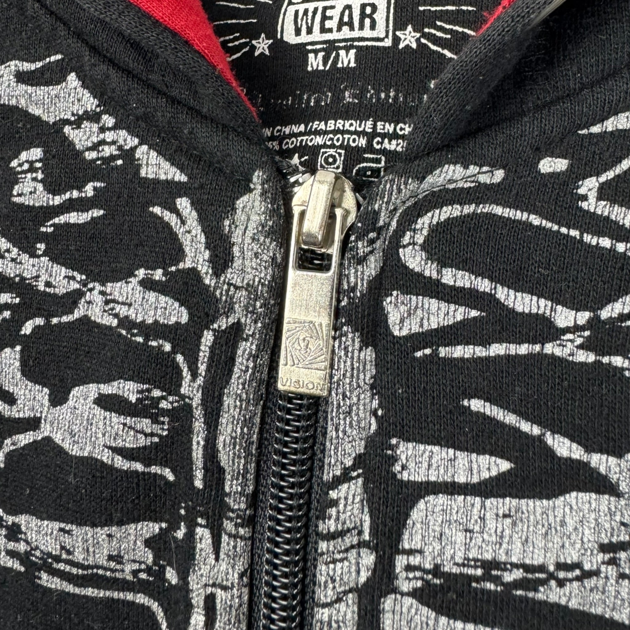 Vintage Vision Streetwear Skeleton Zip Up Hoodie