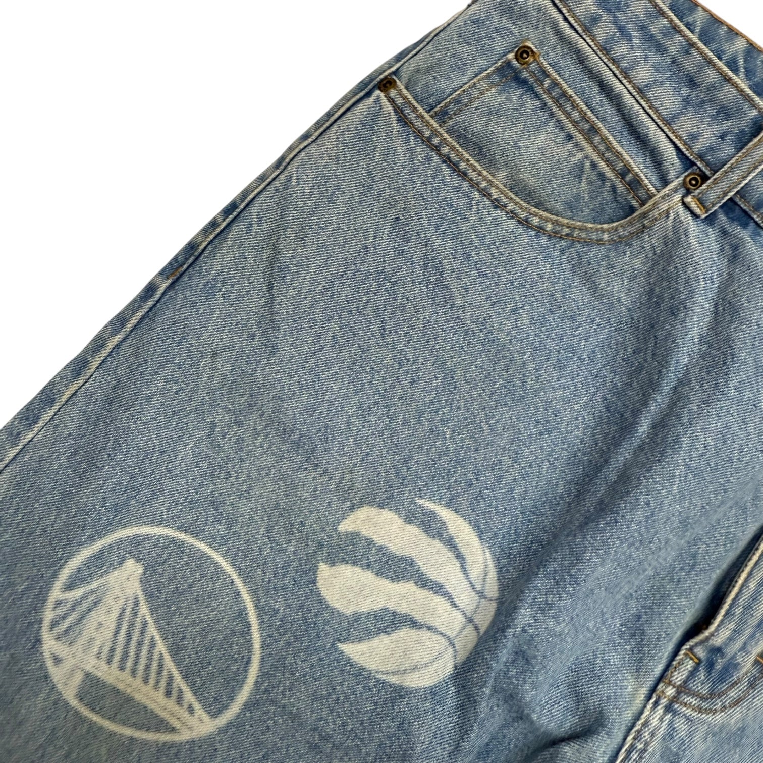 Octobers Very Own NBA Logo Denim Pants Light Wash