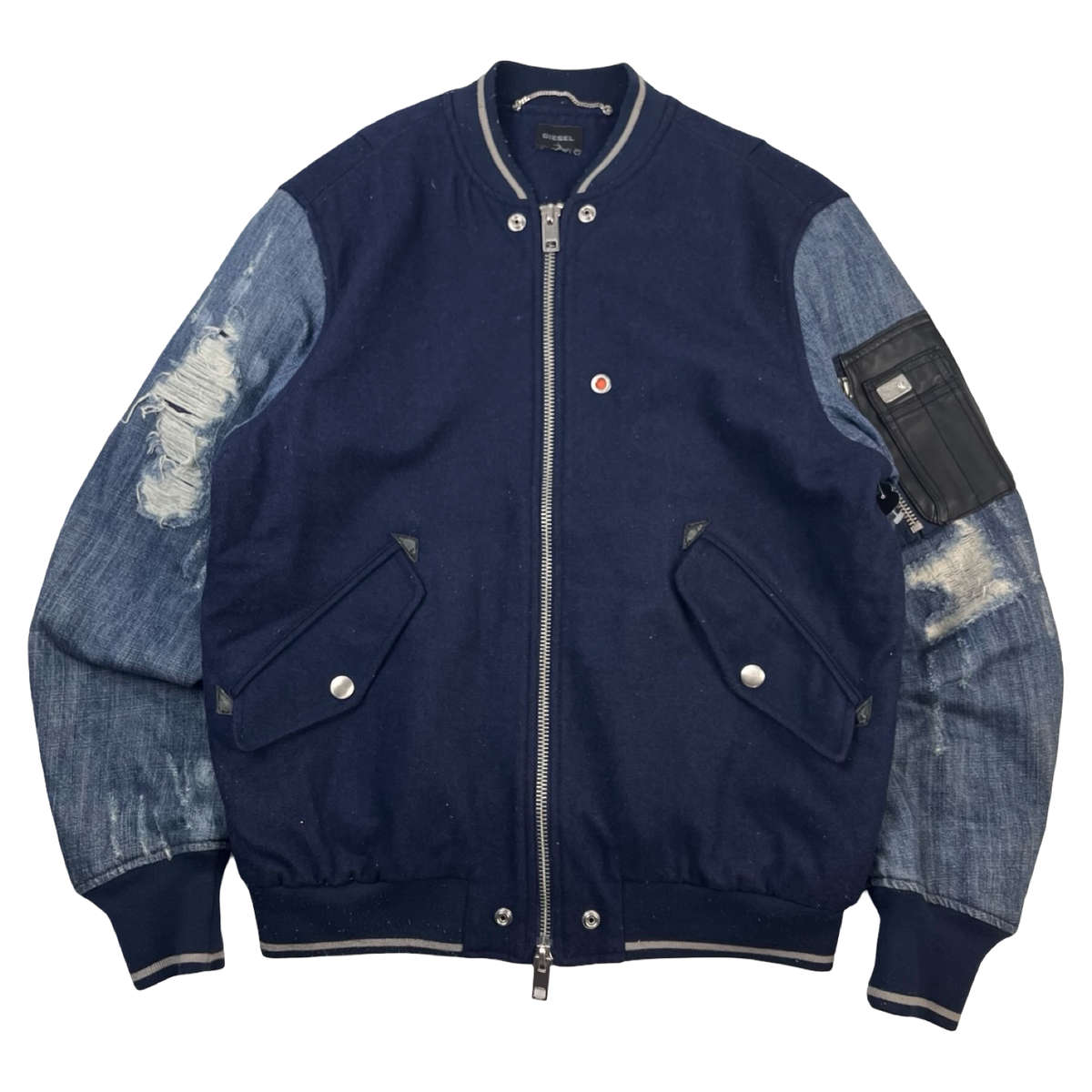 Diesel Wool-Blend MA-1 Varsity Bomber Jacket Dark Wash