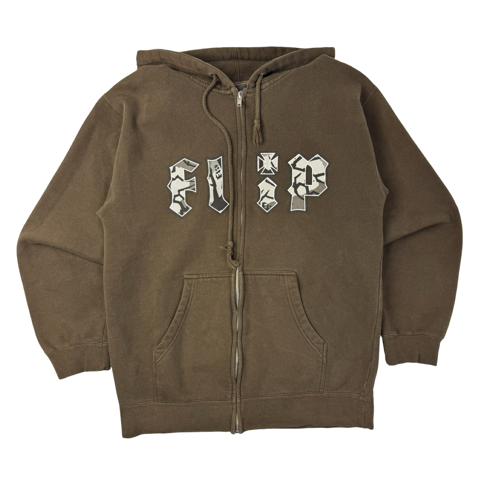 Vintage Flip Skateboards Zip Up Hoodie Brown