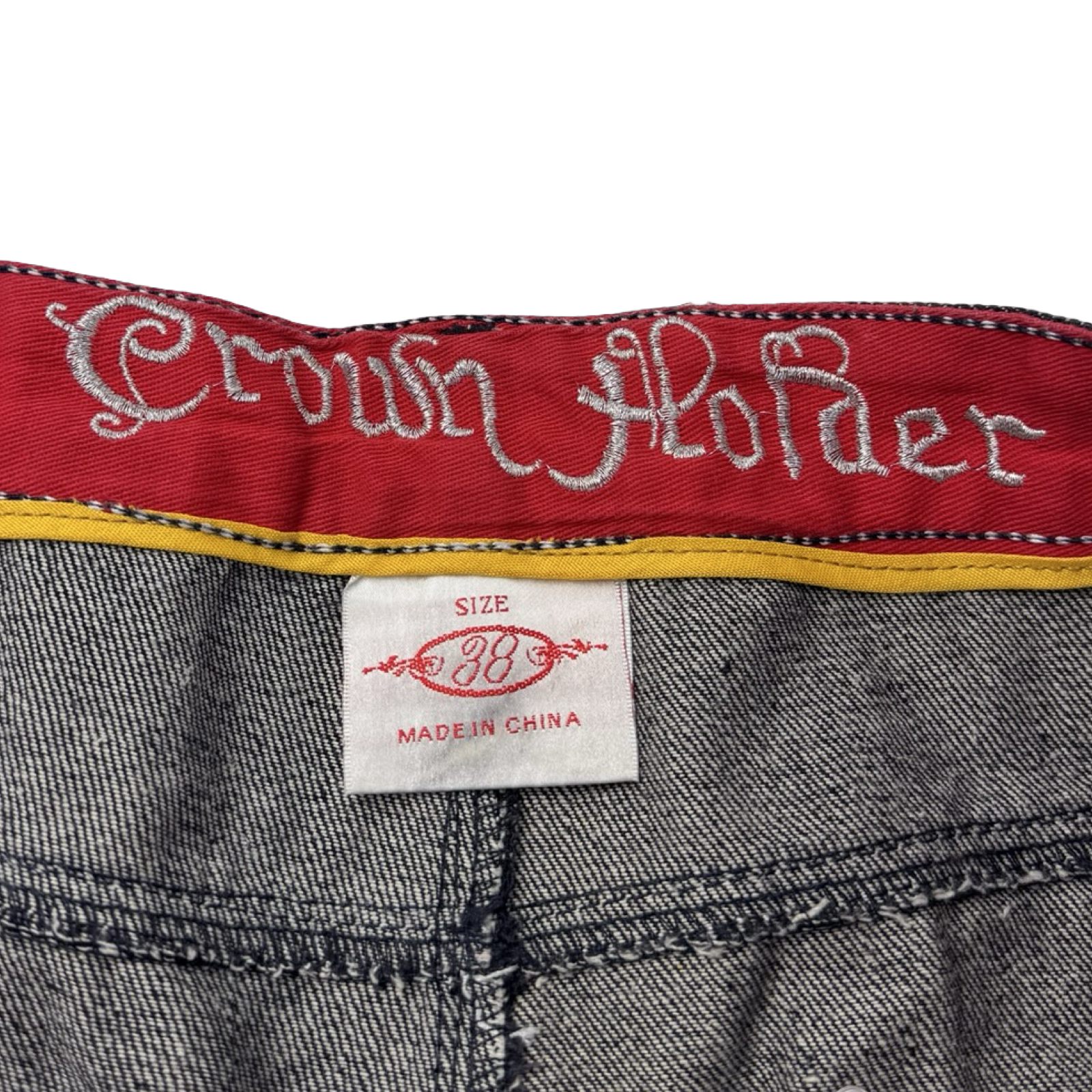 Vintage Y2K Crown Holder Old English Embroidered Jorts