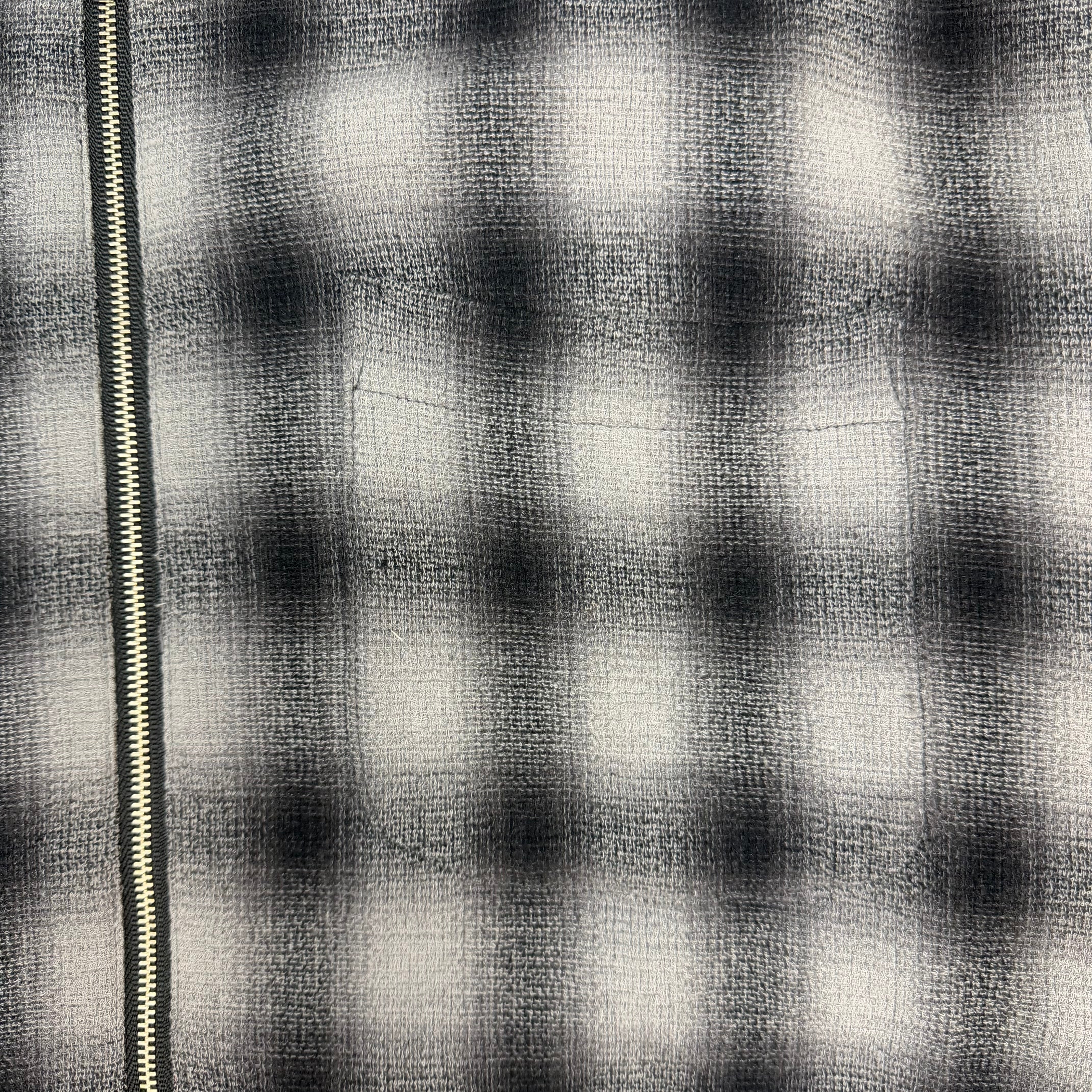 Stussy Plaid Twisted Yarn Zip Up Shirt Charcoal