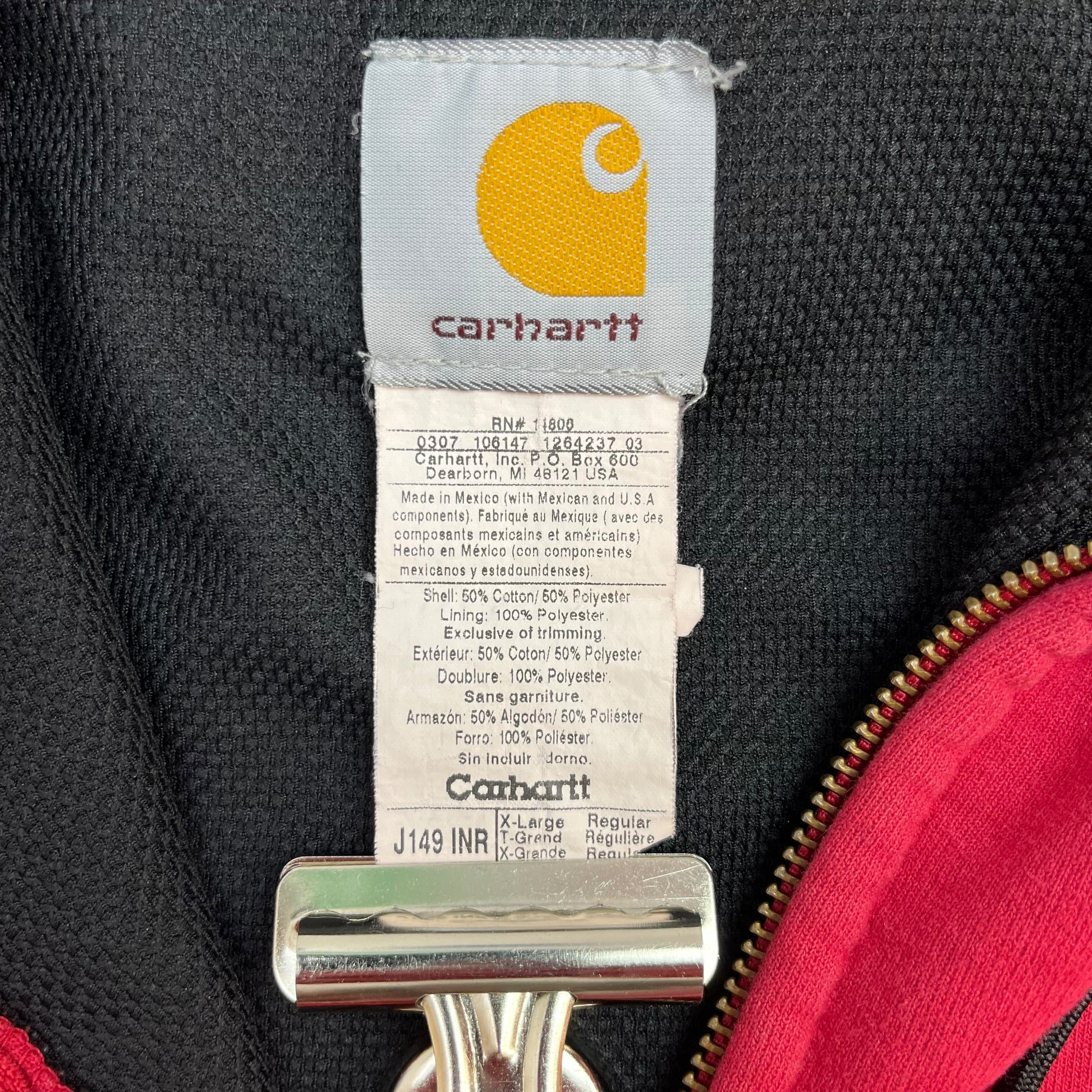 Vintage Carhartt Insulated Hoodie Crimson Red