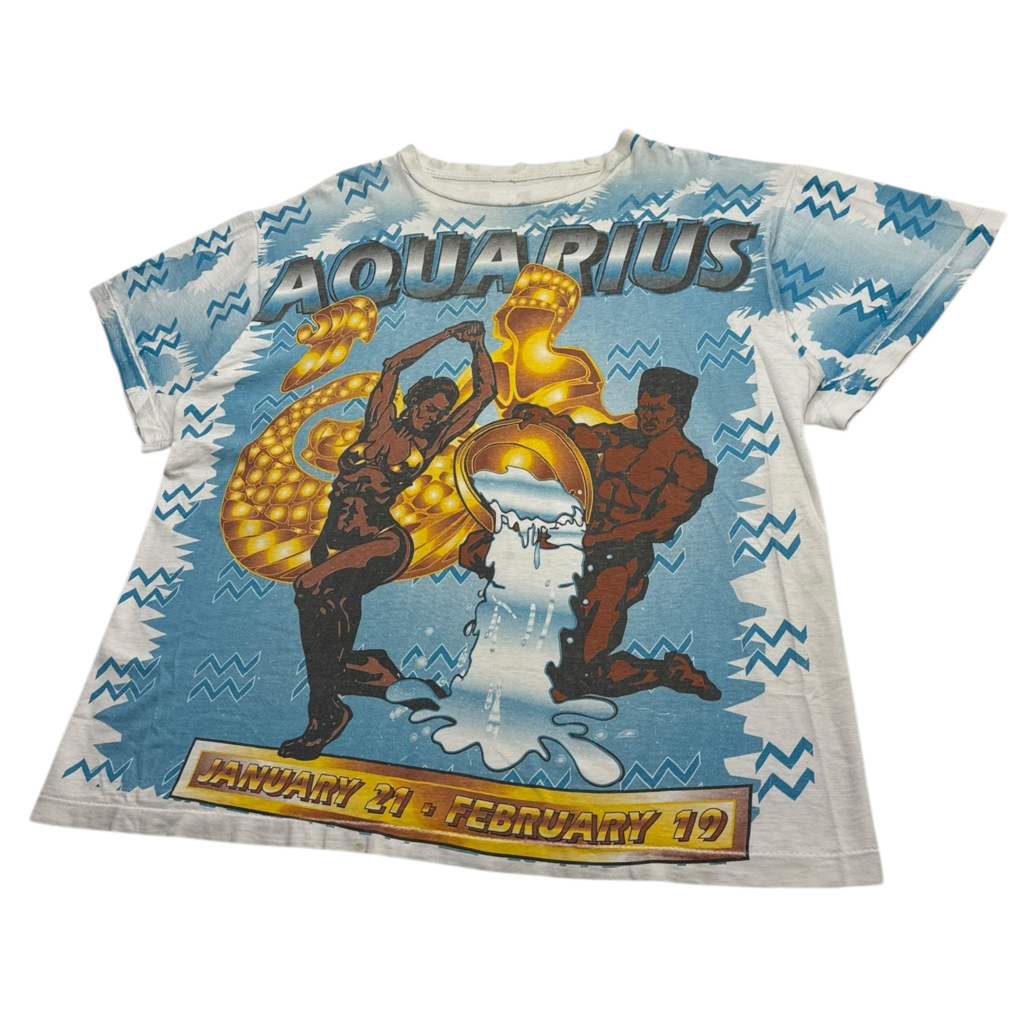 Vintage Aquarius All Over Print Zodiac Sign T-Shirt