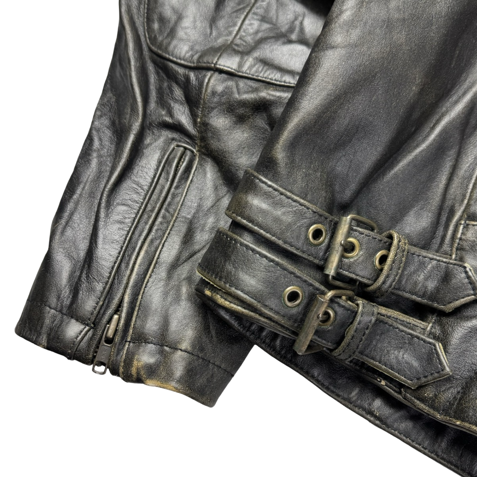 Vintage Victory Motorcyles Biker Leather Jacket Black