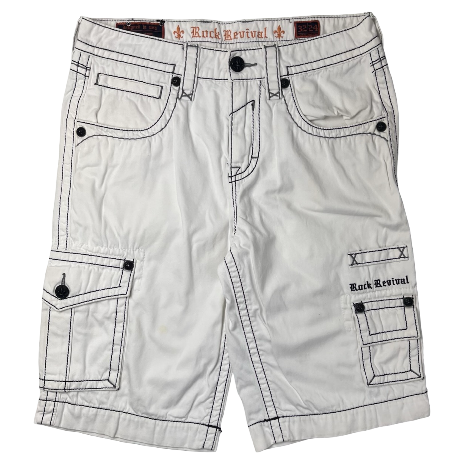 Y2K Rock Revival Embellished Shorts White