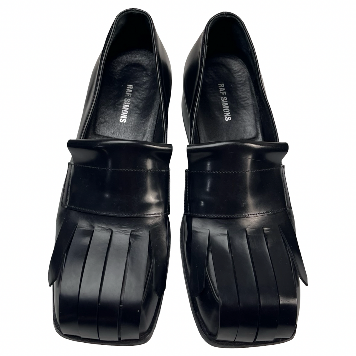 Raf Simons Fringed Glossed Leather Loafers (Used)