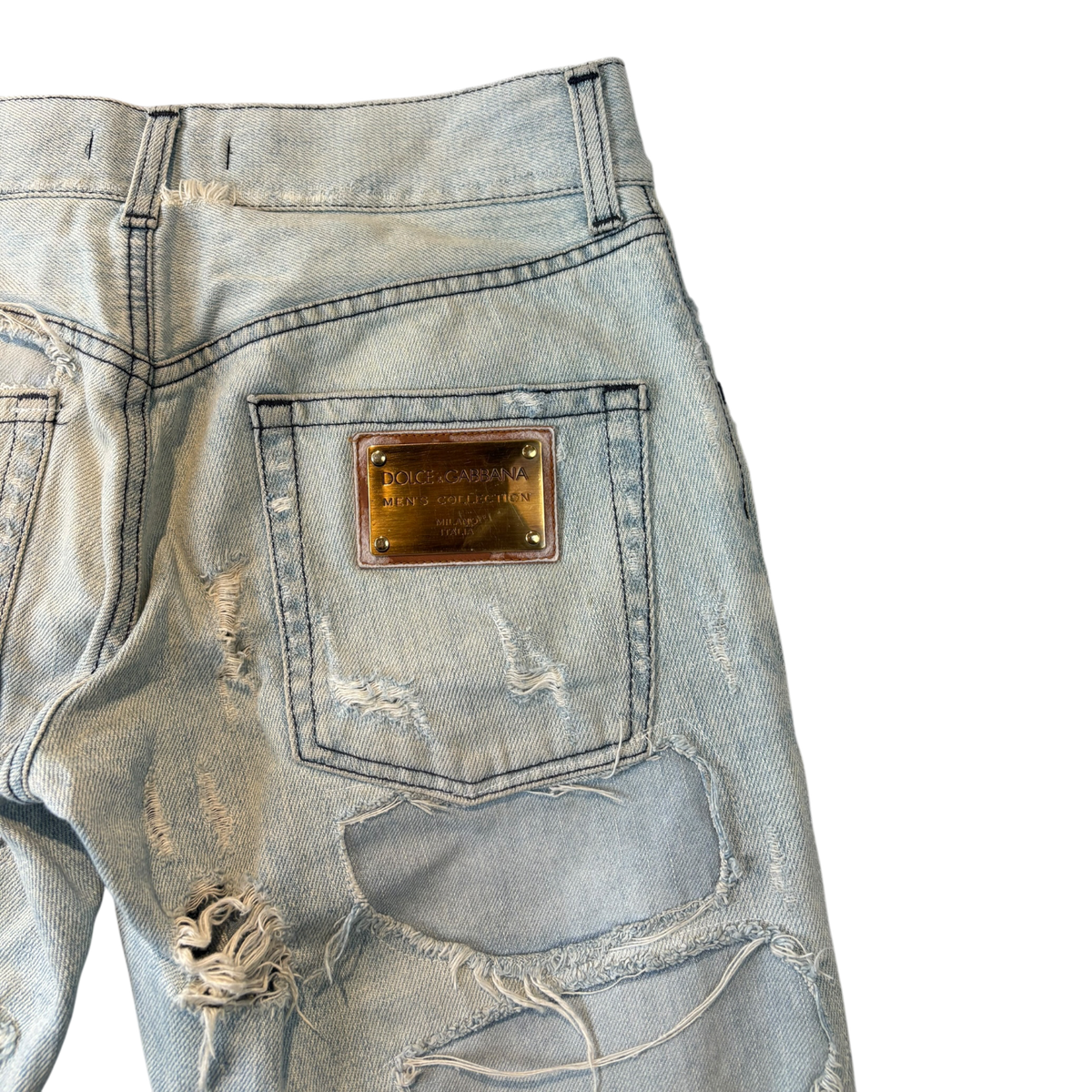 (W) Dolce & Gabbana Archival Y2K Ripped Distressed Jeans Blue