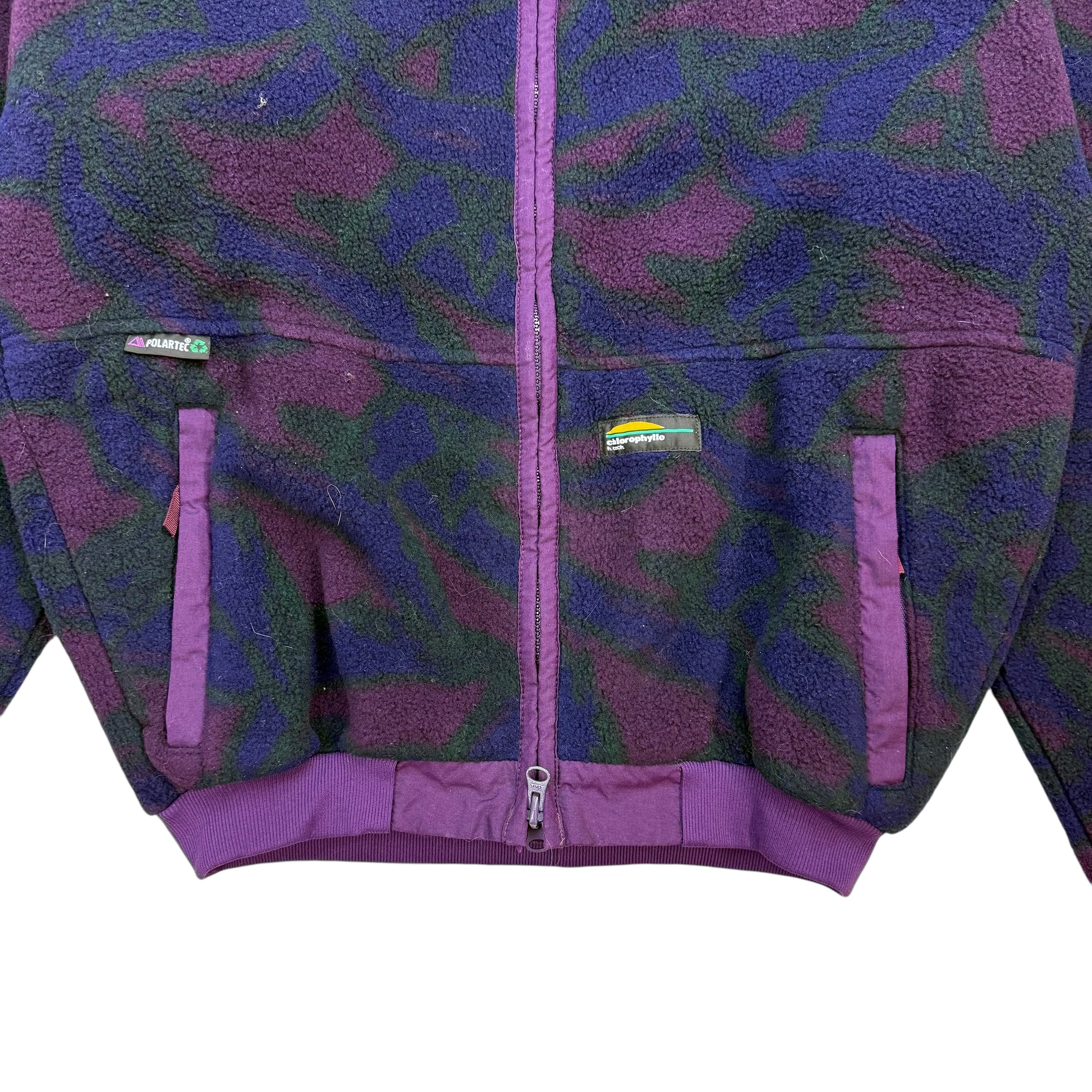 Vintage Chlorophylle Polartec Fleece Button Up Jacket Green/Purple