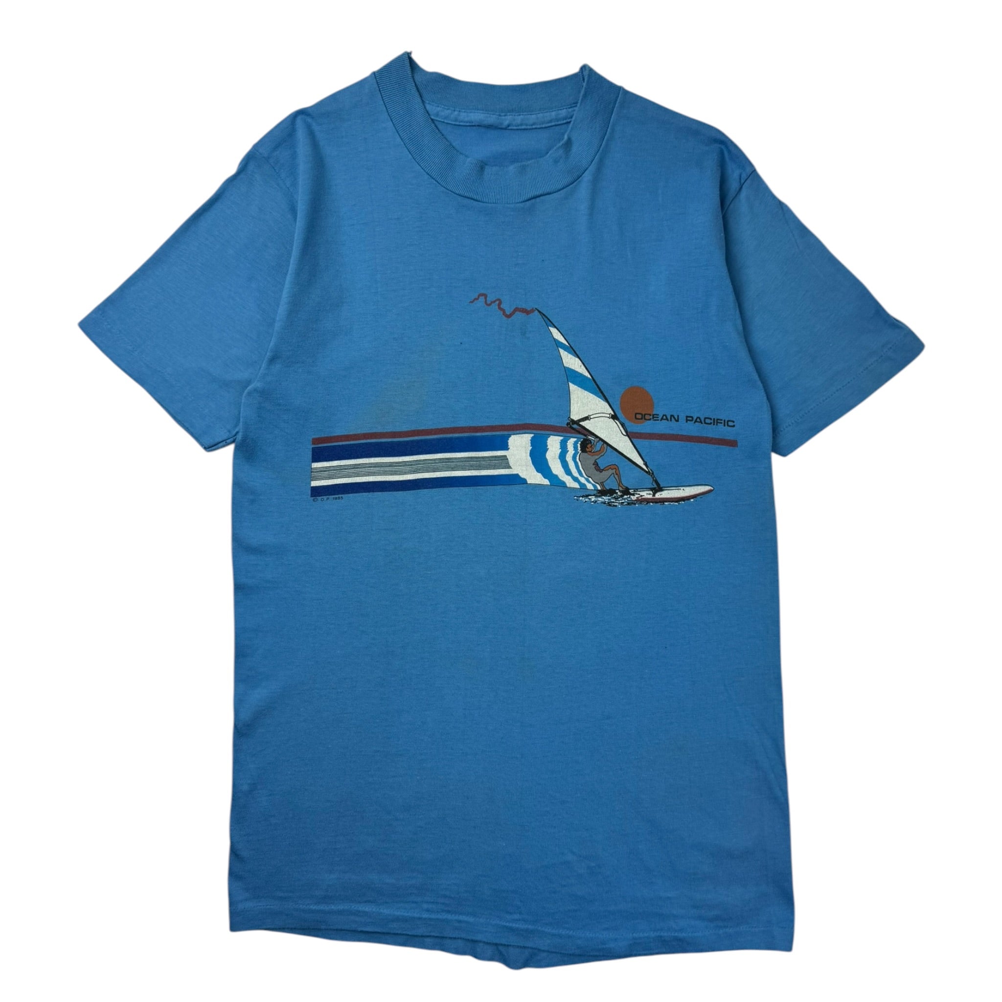 1985 Ocean Pacific Windsurfing T-Shirt Blue
