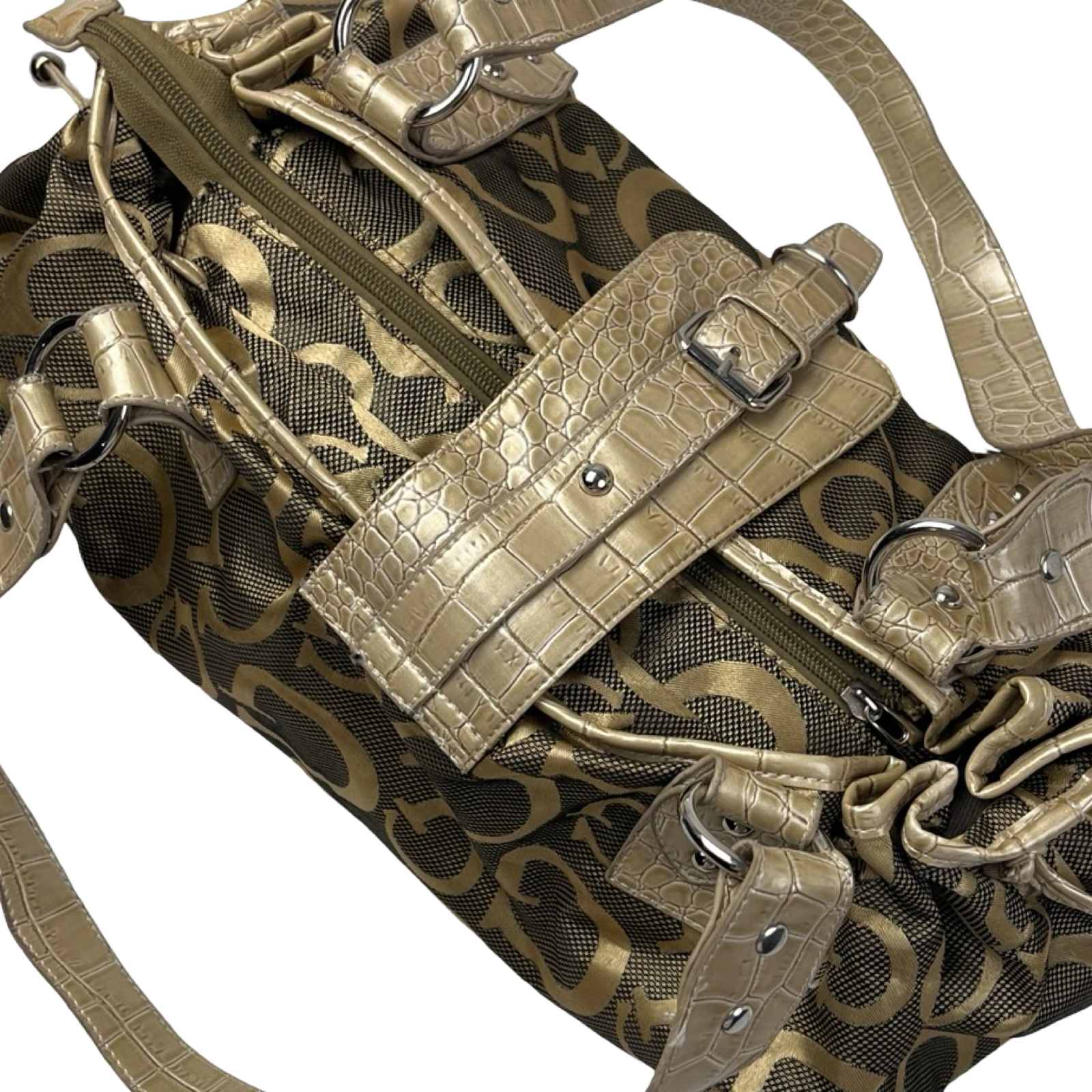 (W) Y2K GUESS Scrambled G Shoulder Bag Gold