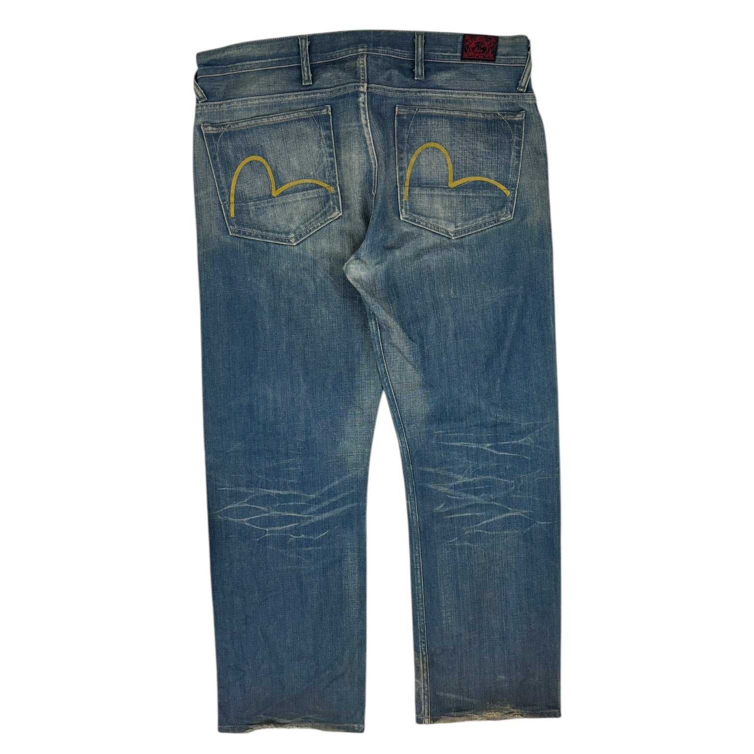 Vintage Y2K Evisu Yellow Seagull Denim Pant Medium Wash