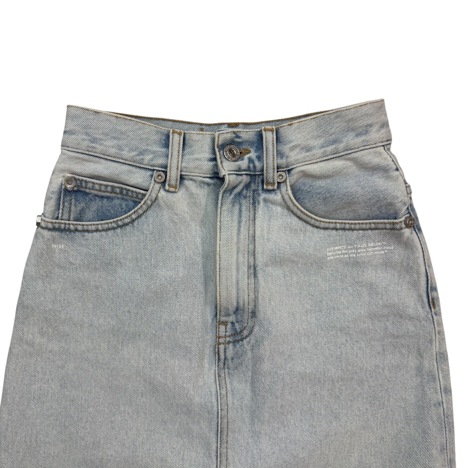 (W) Off-White Riserva Frayed Mini Skirt Blue
