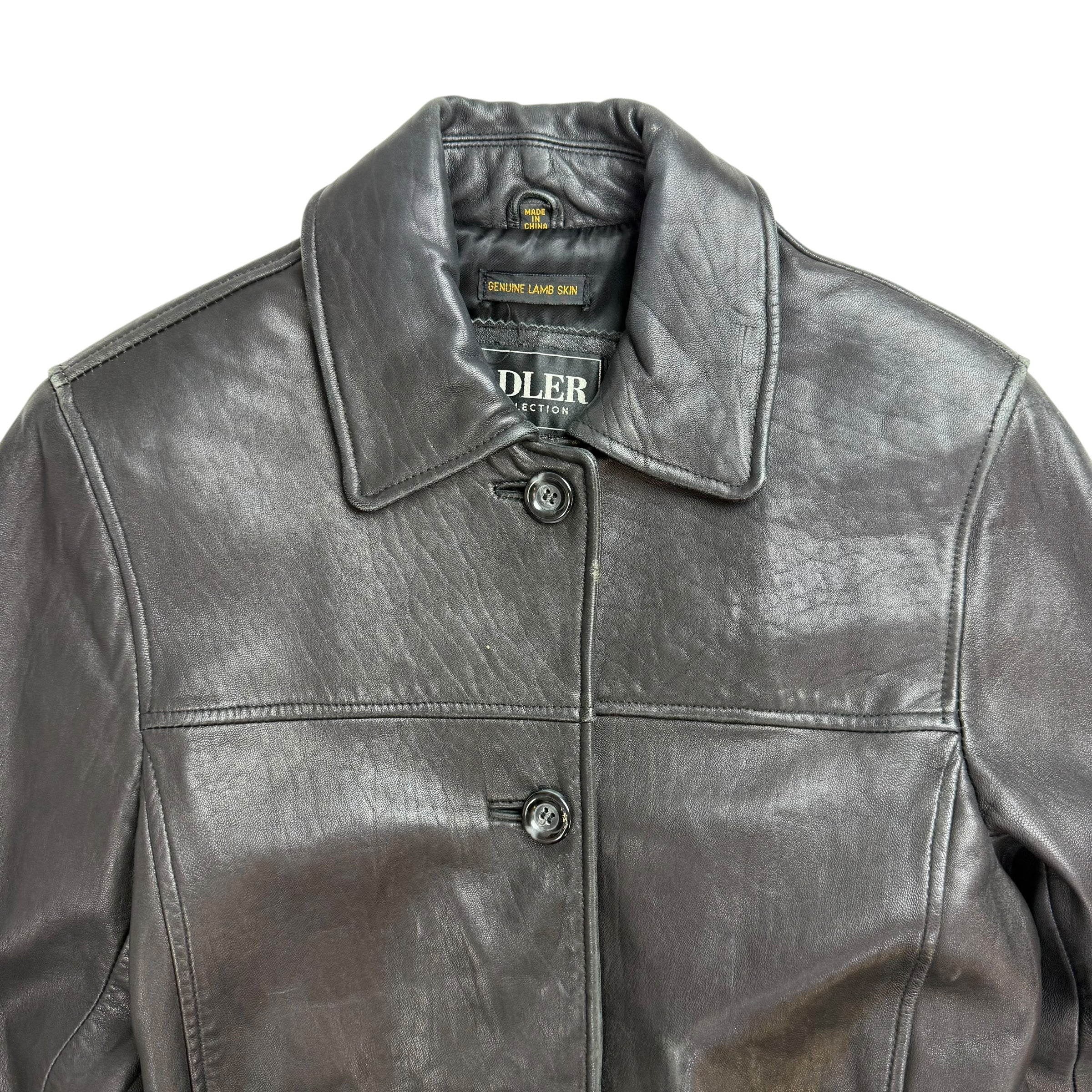 Vintage Women’s Adler Collection Button Up Leather Jacket Black