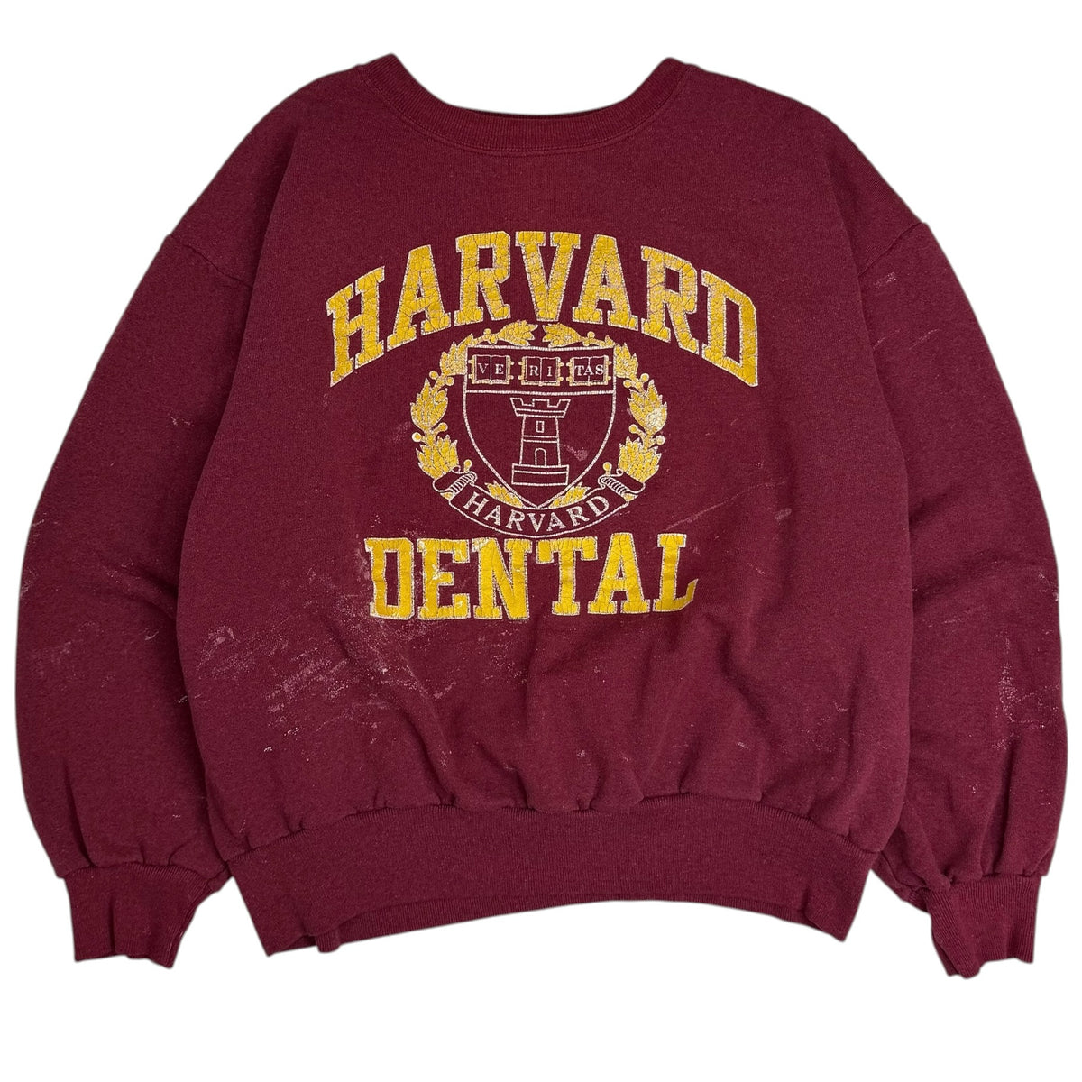 Vintage Harvard Dental Paint Splatter Crewneck Burgundy