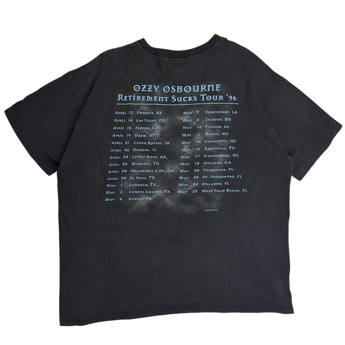 1996 Ozzy Osbourne Retirement Sucks Tour Tee Faded Black