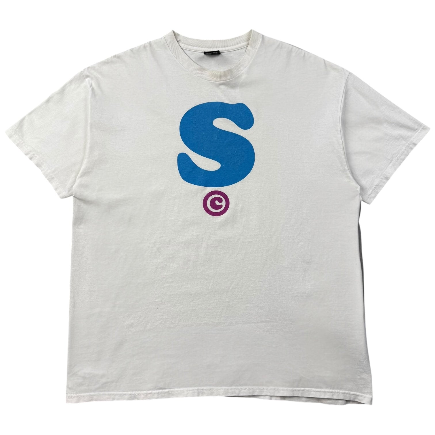 Vintage Y2K Stussy S Logo Tee White